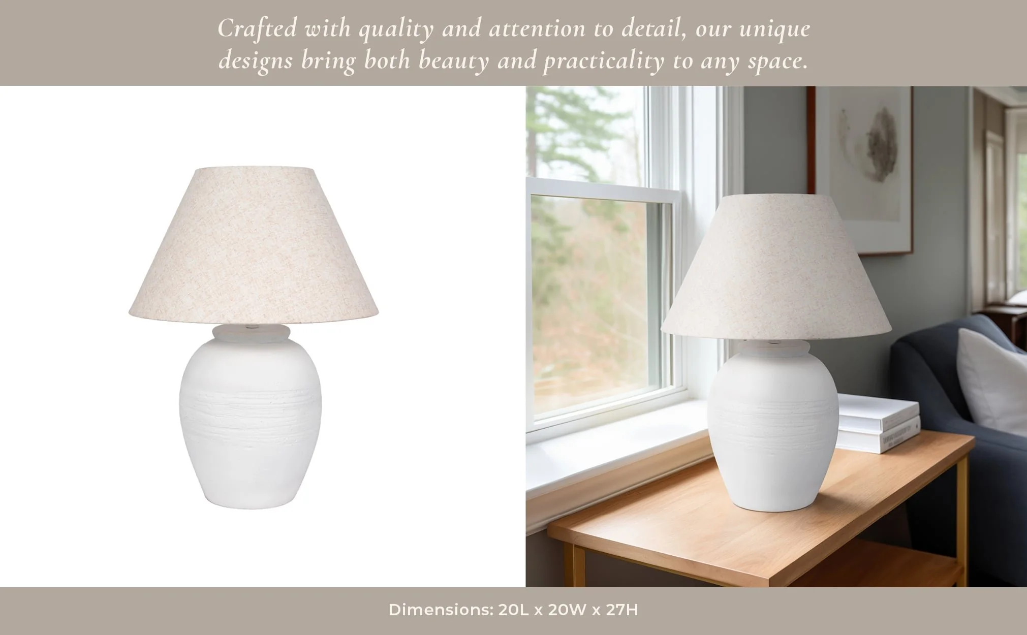27" Artisan Jug Table Lamp Tapered Shade,wht/beige - Image 9