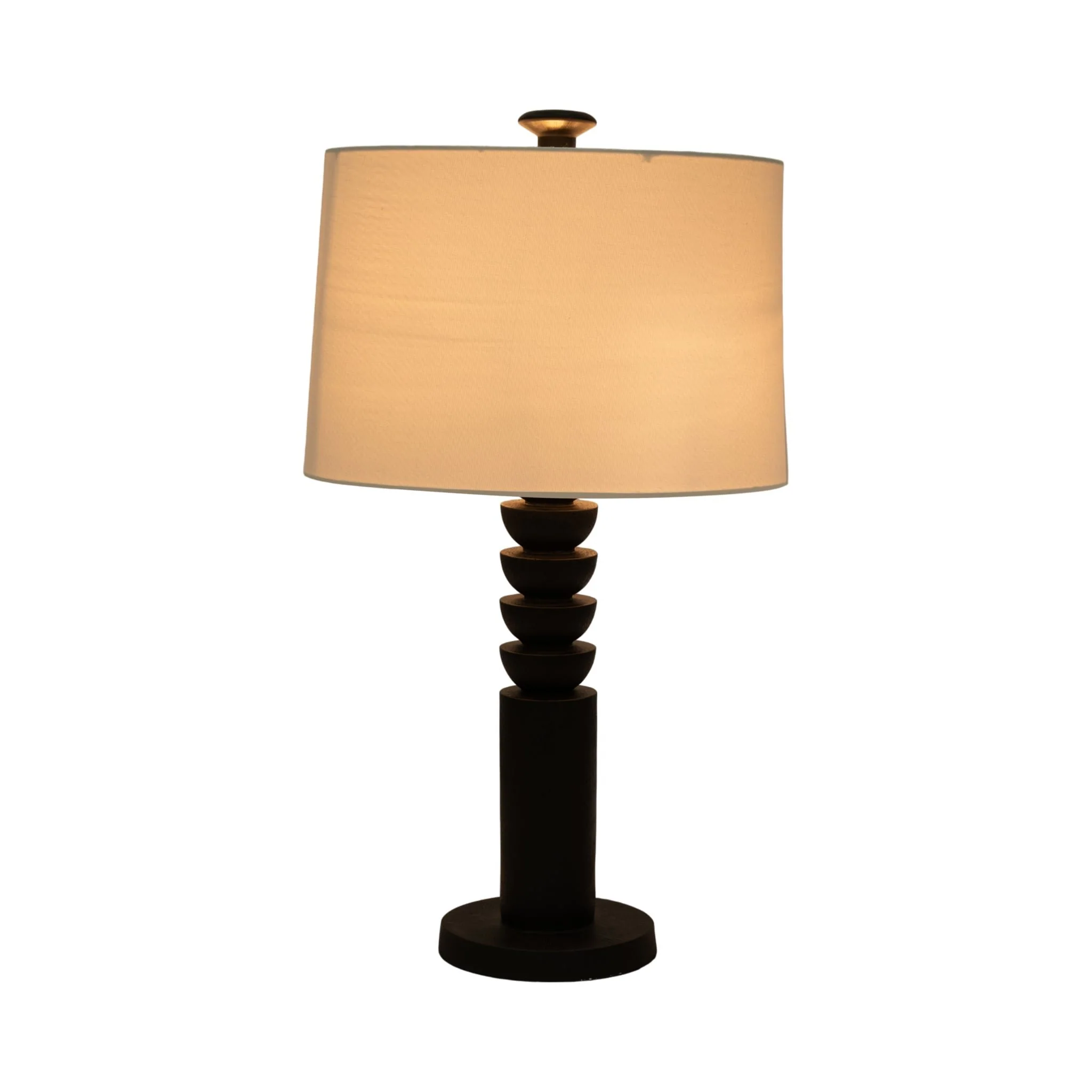 27" Carved Totem Table Lamp, Black - Image 2
