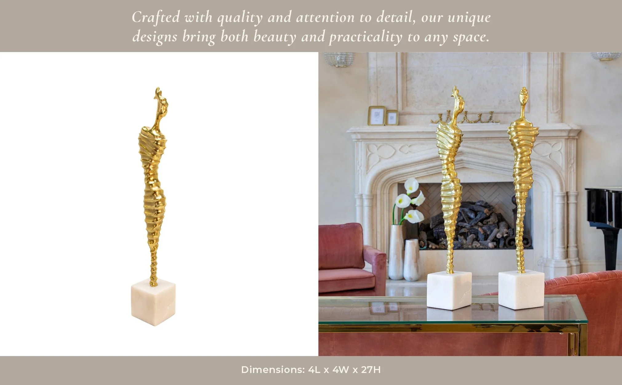 27" Metal Modern Female Mummy Deco, Gold - Image 10