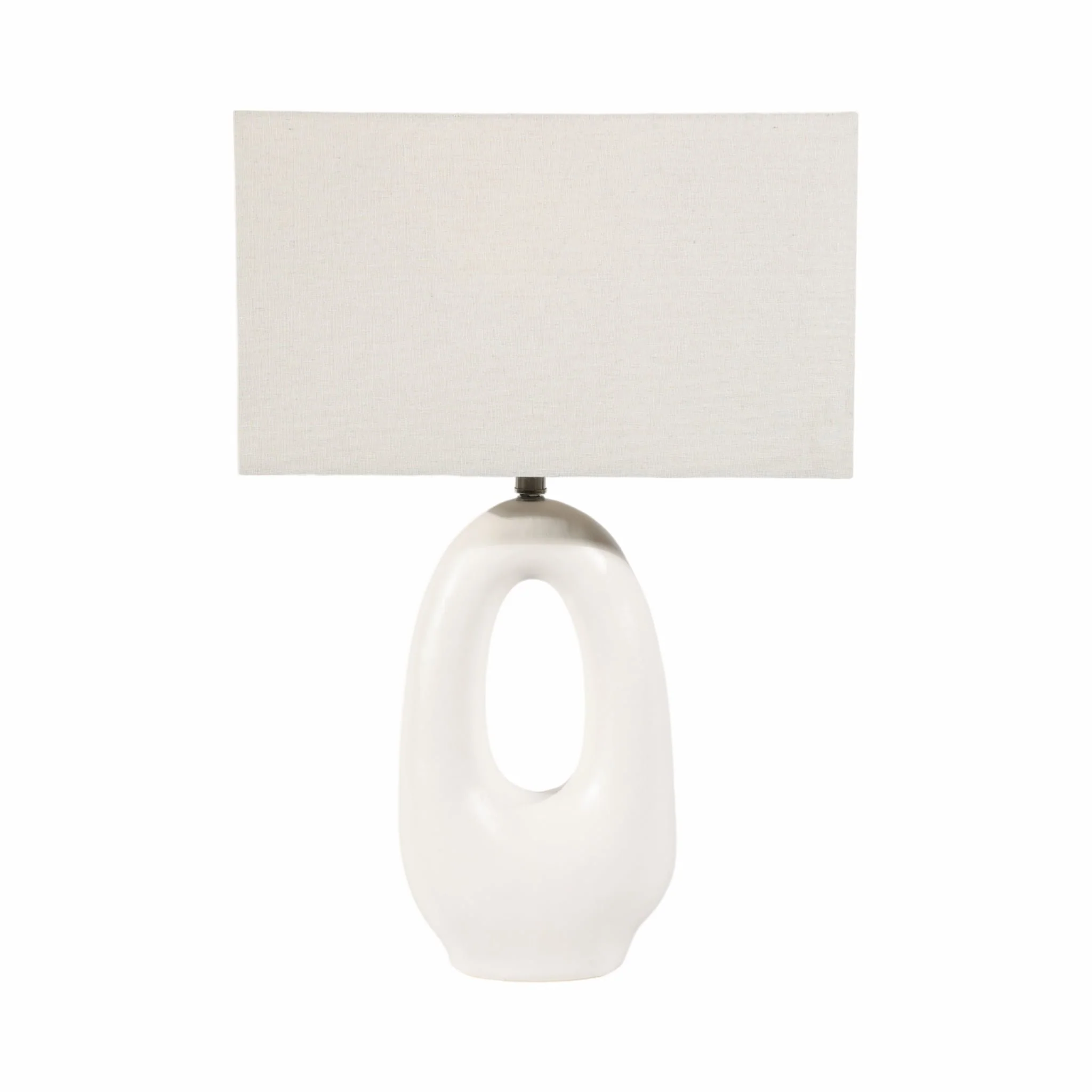 27" Open Cut-out Oval Table Lamp, White - Image 2