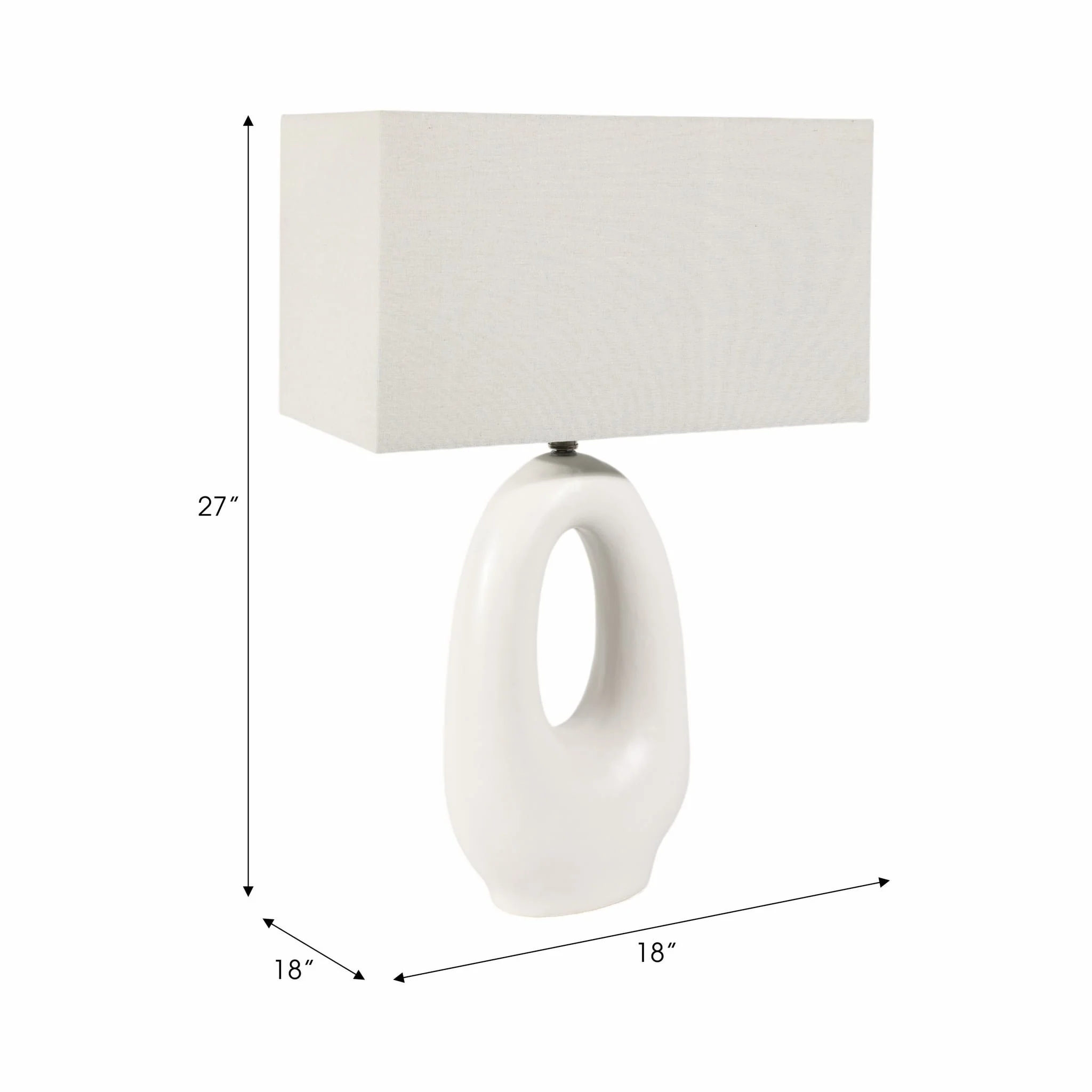 27" Open Cut-out Oval Table Lamp, White - Image 7