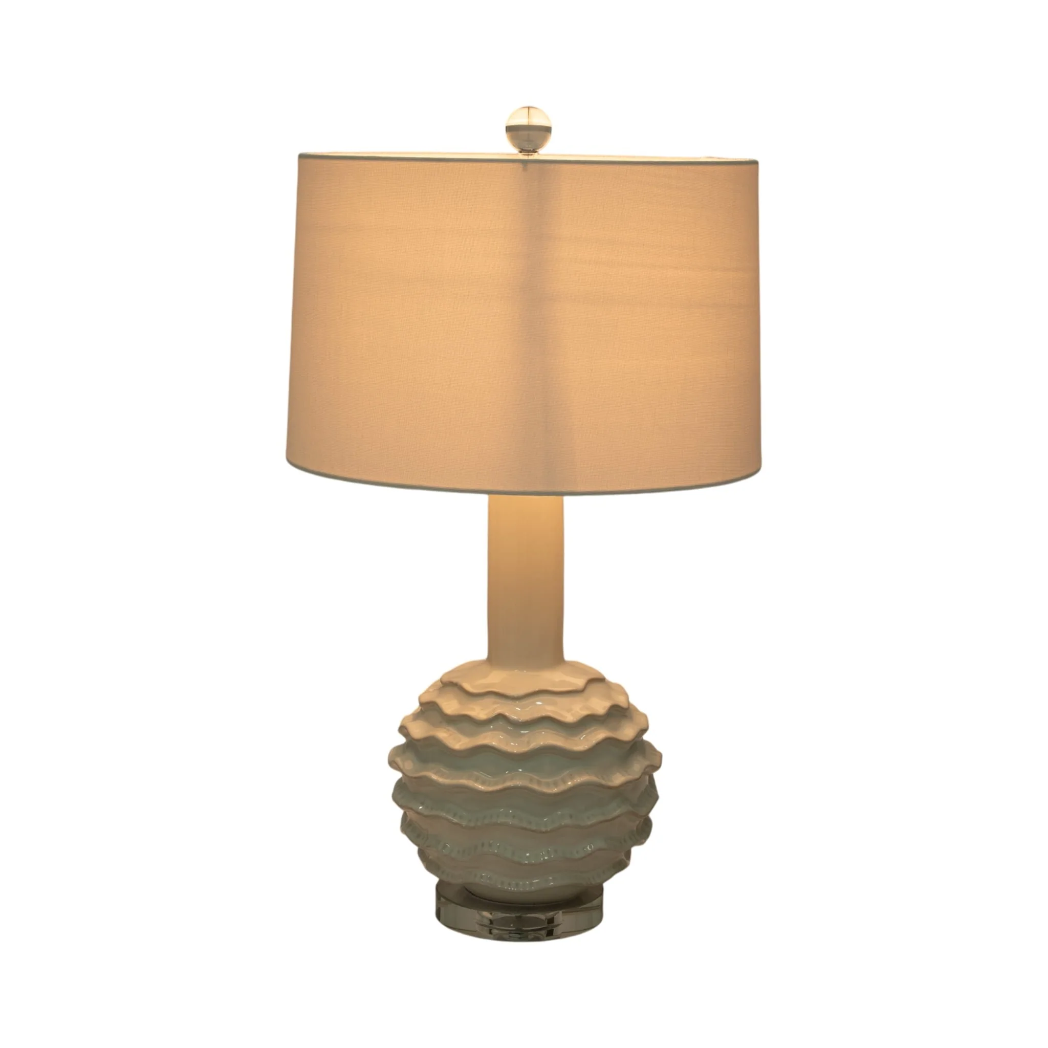 27" Ruffles Table Lamp Crystal Base, White - Image 2