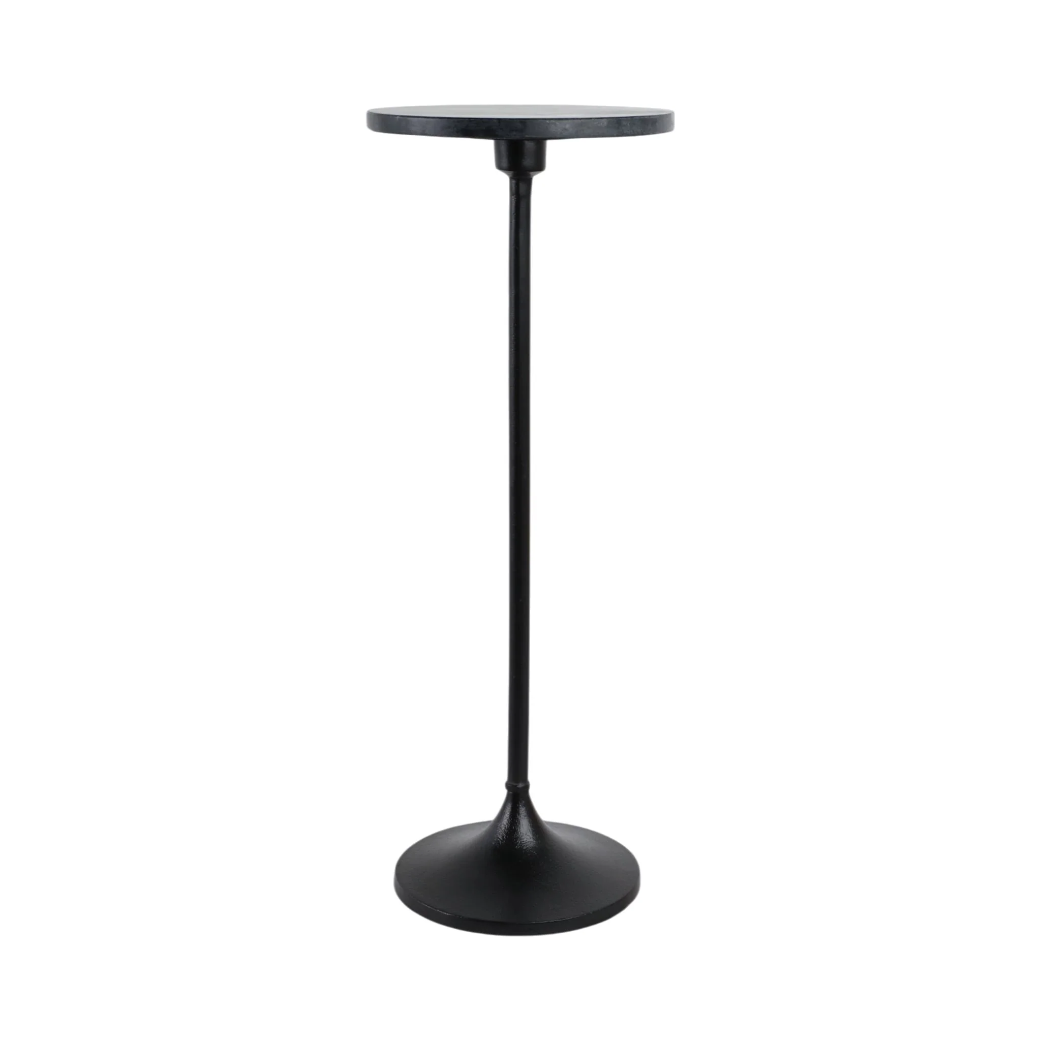 27x10" Marble Top Drink Table, Black - Image 2