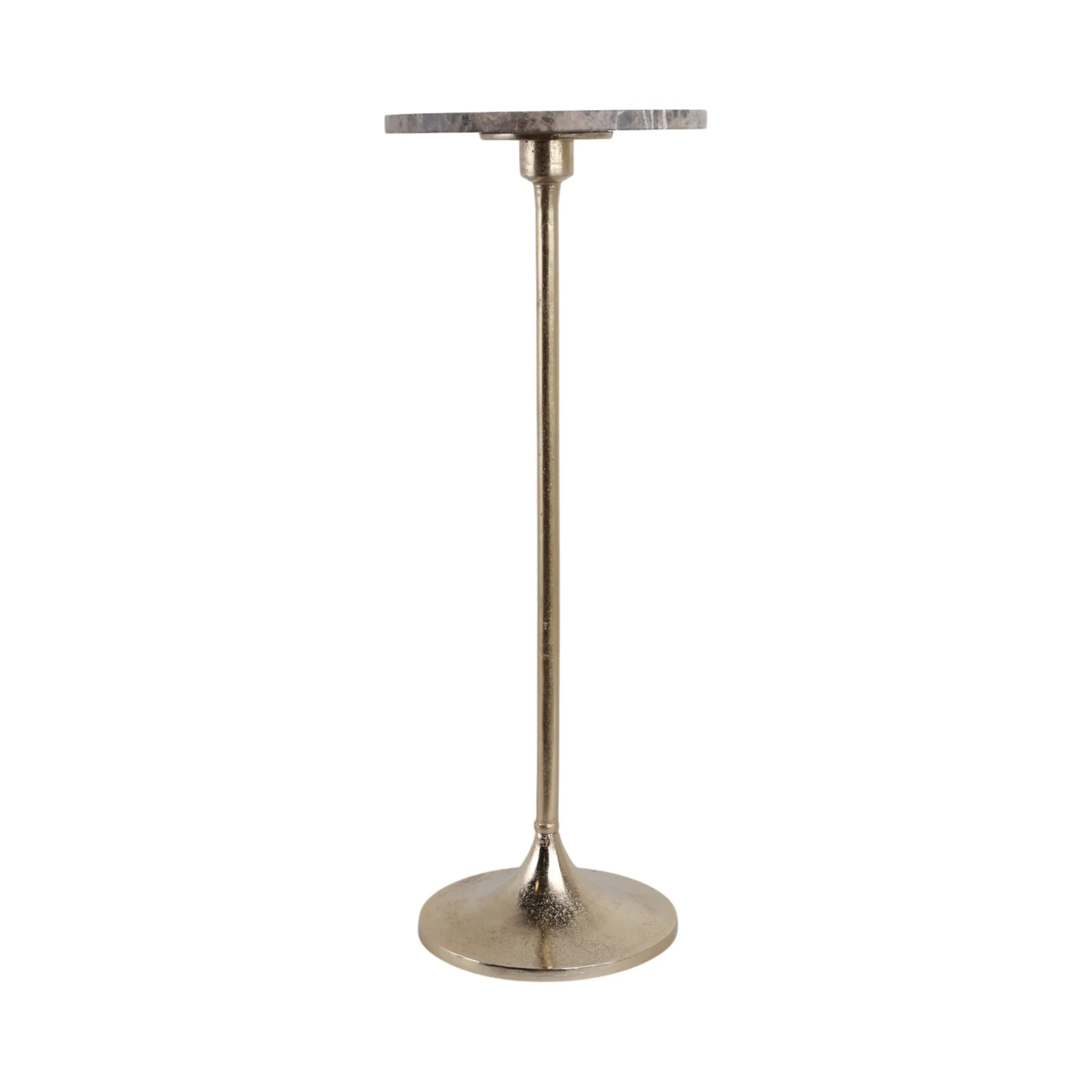 27x10" Marble Top Drink Table, Brown/gold - Image 3