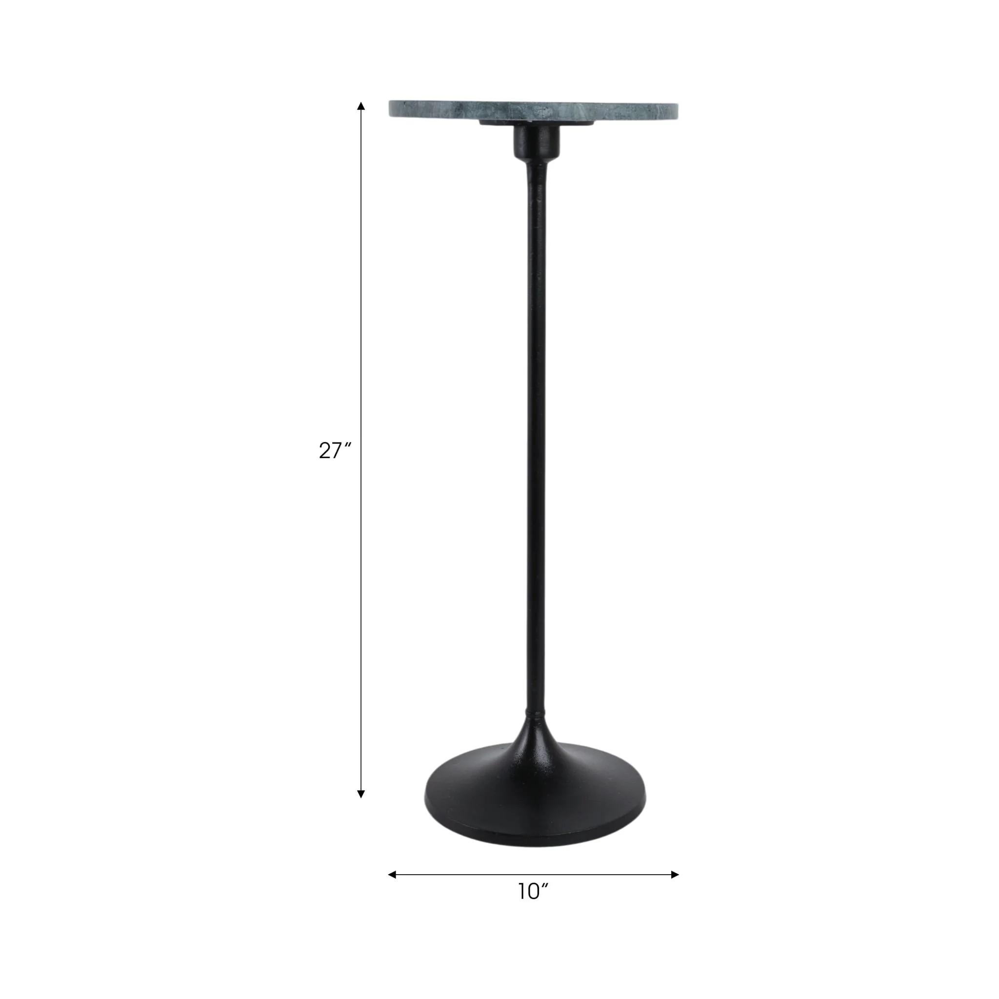 27x10" Marble Top Drink Table, Green/black - Image 9
