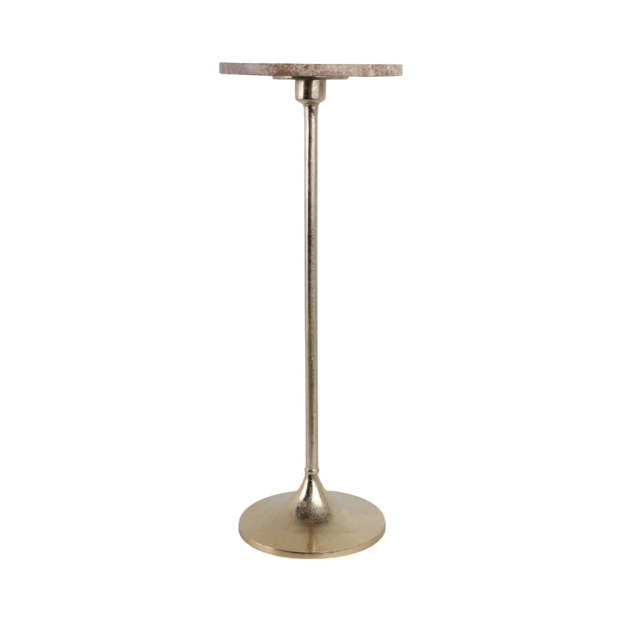 27x10" Marble Top Drink Table, Tan/gold - Image 3