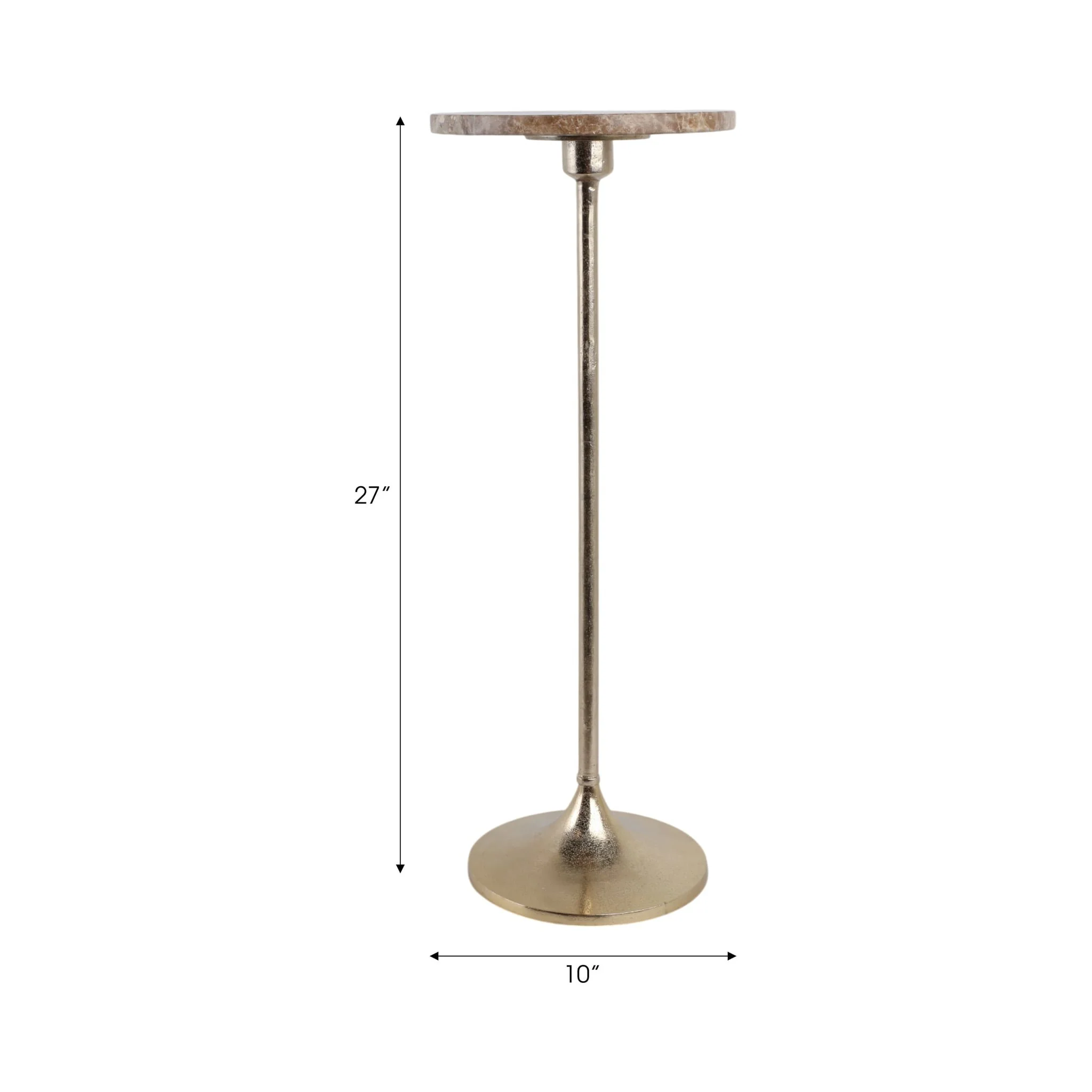 27x10" Marble Top Drink Table, Tan/gold - Image 9