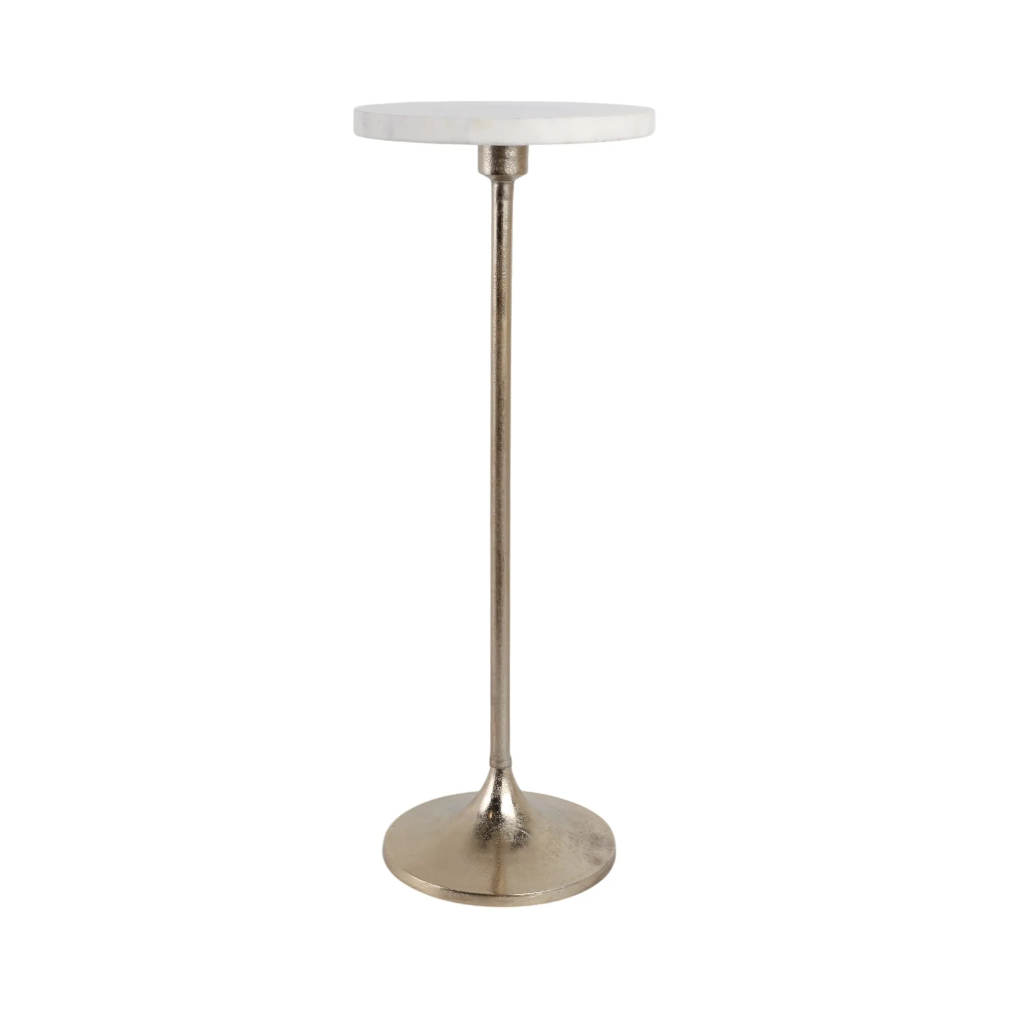 27x10" Marble Top Drink Table, White/gold - Image 2