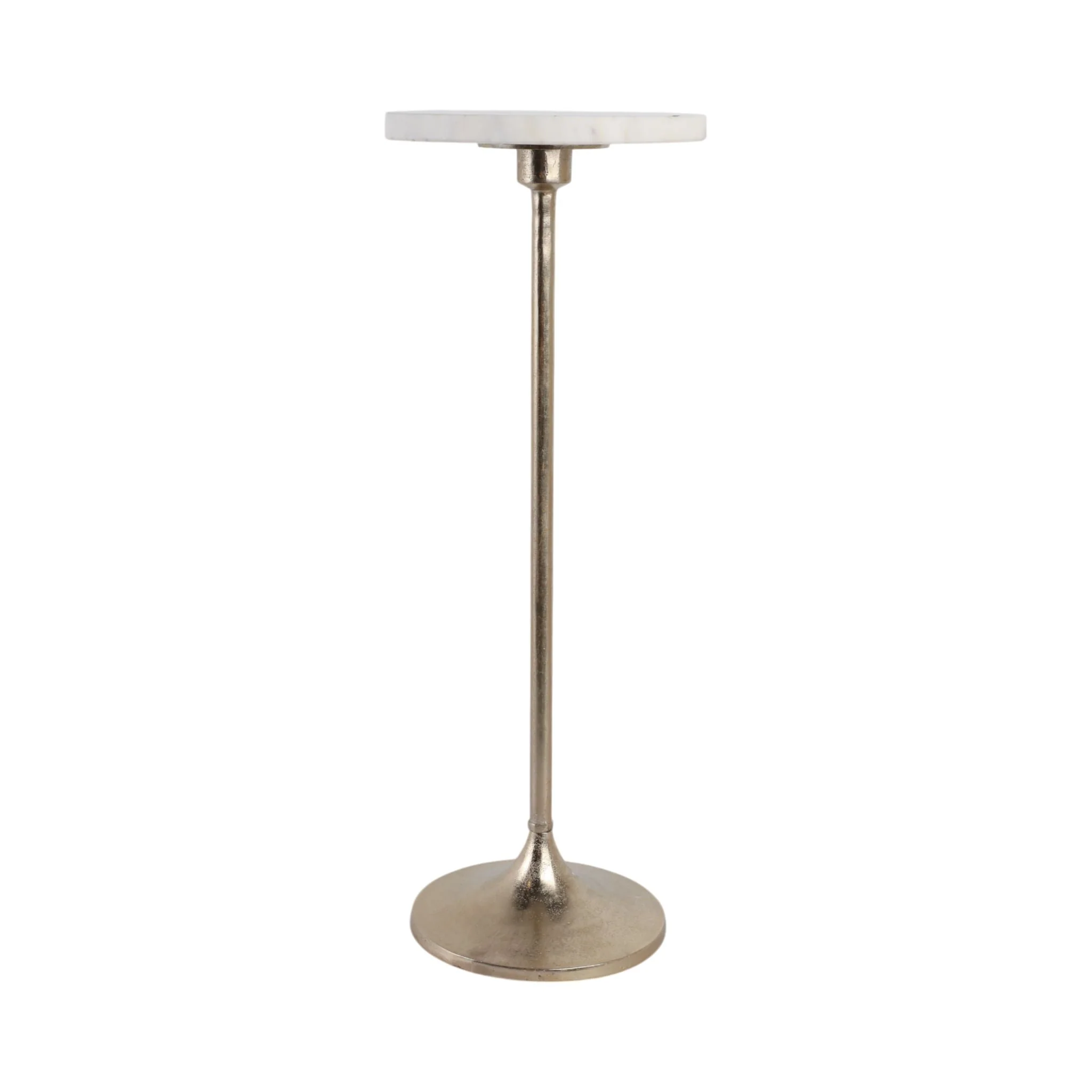 27x10" Marble Top Drink Table, White/gold - Image 4