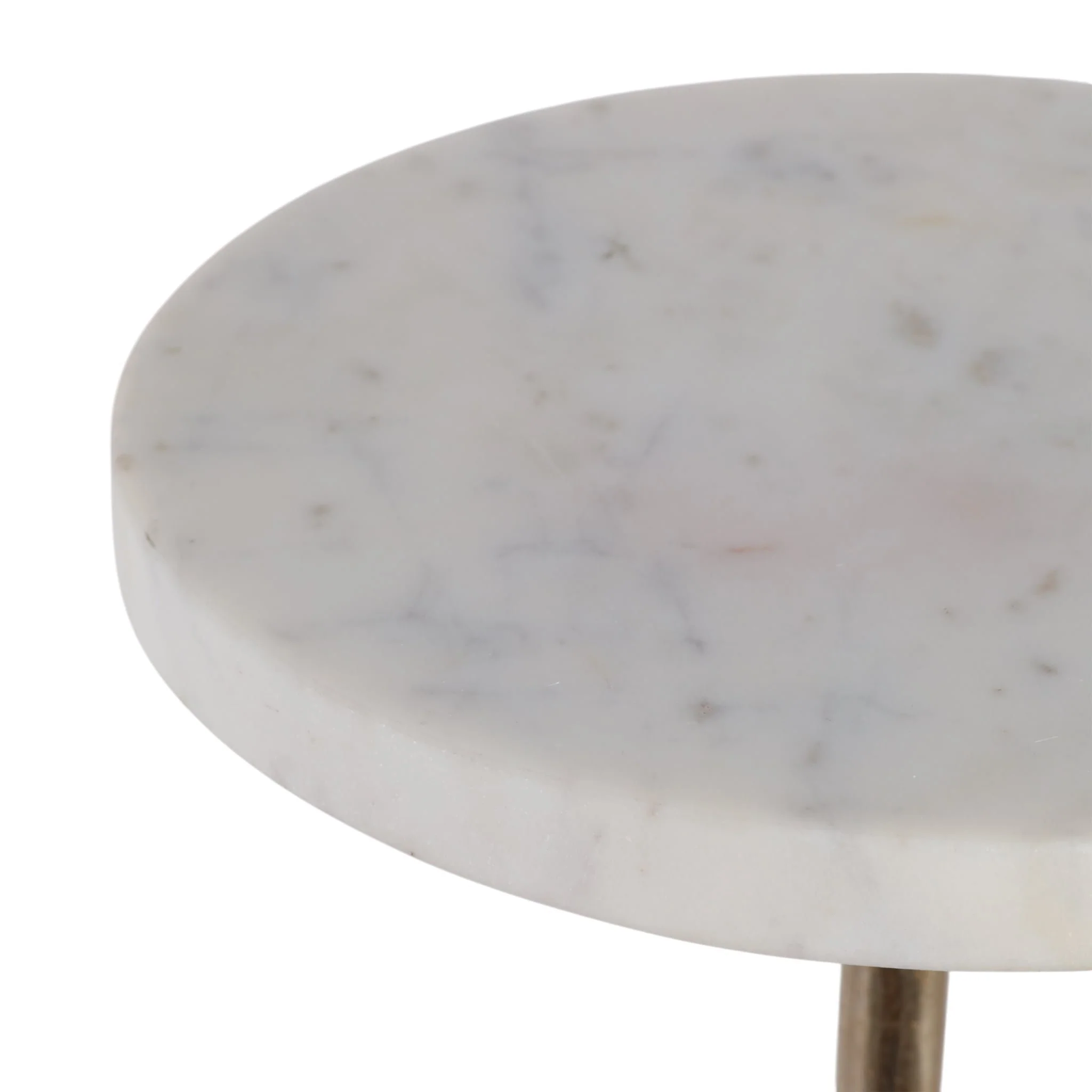27x10" Marble Top Drink Table, White/gold - Image 6