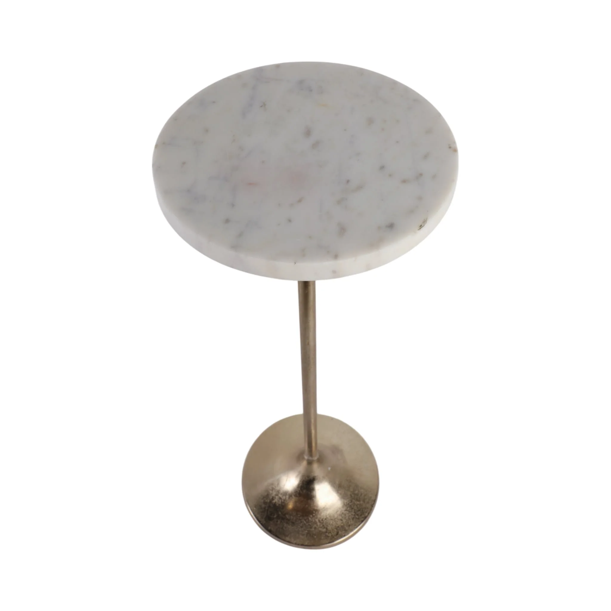 27x10" Marble Top Drink Table, White/gold - Image 7