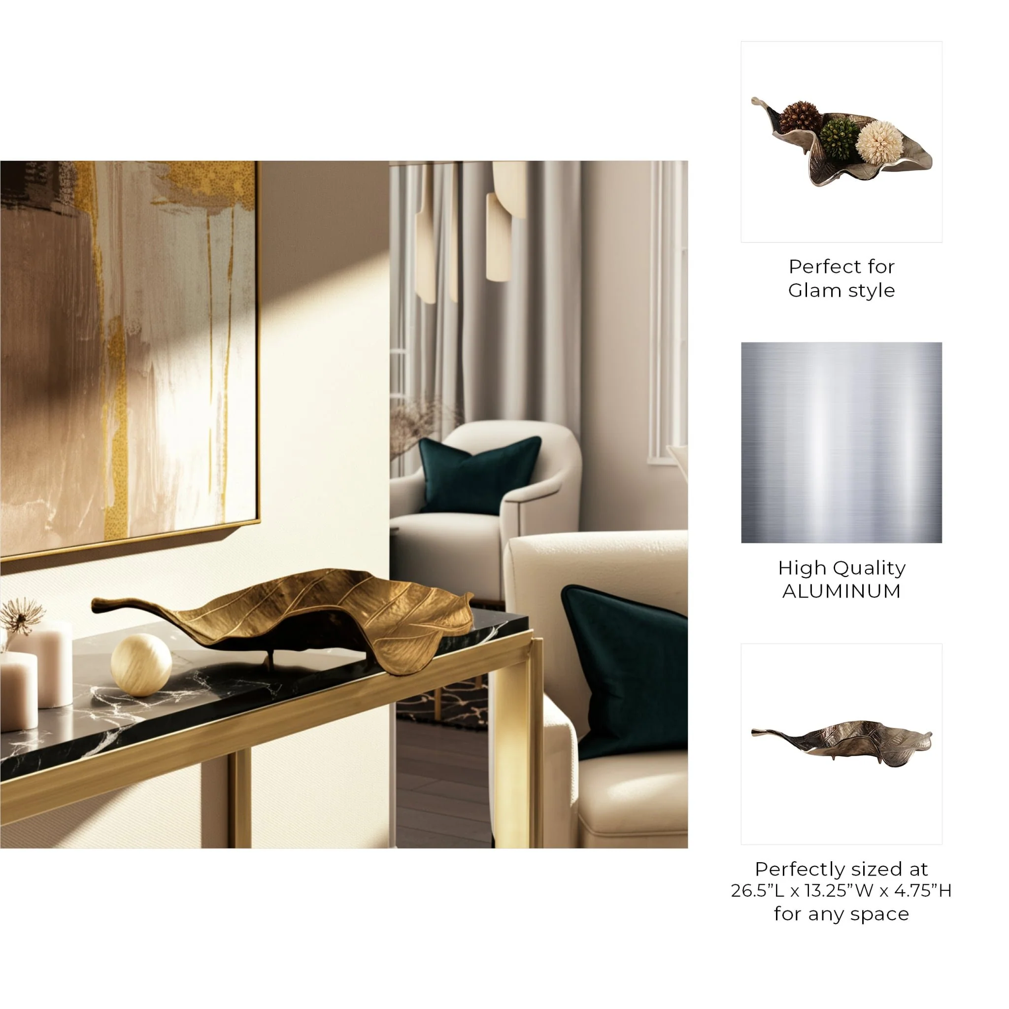 27x14" Leaf Table D?cor, Multi - Image 8