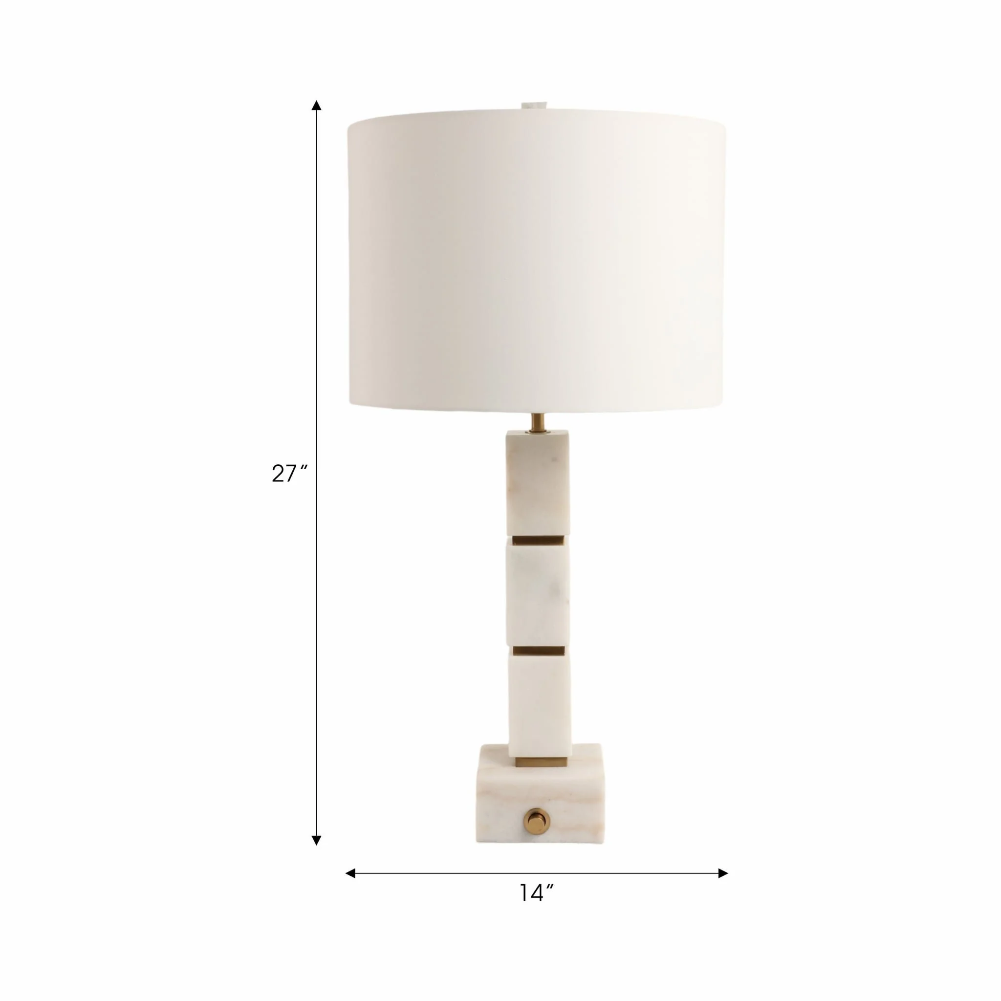 27x14" Stacked Marble Cubes Lamp Base Switch, Whit - Image 7