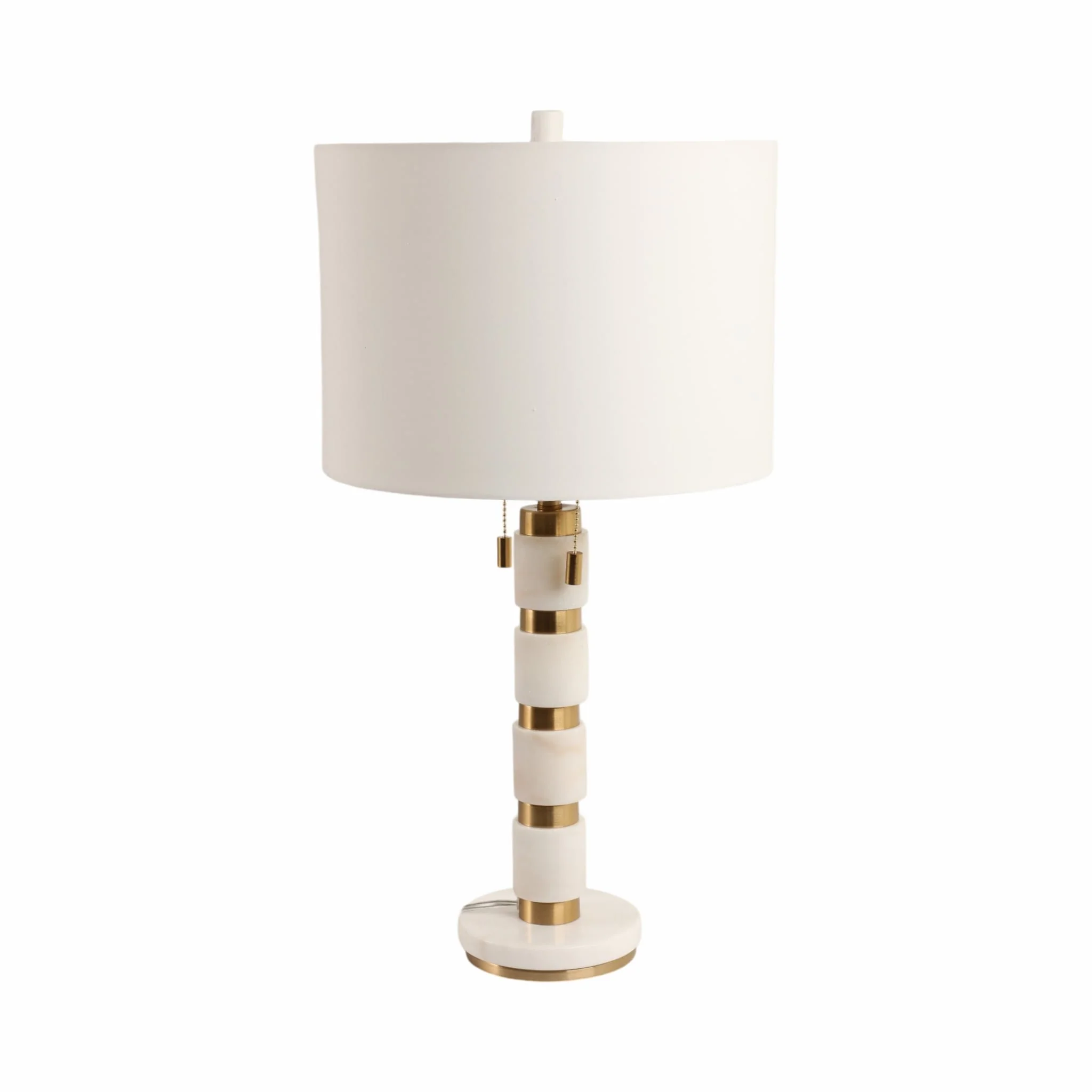 27x14" Stacked Marble Lamp With 2 Pulls, White/gol - Image 4