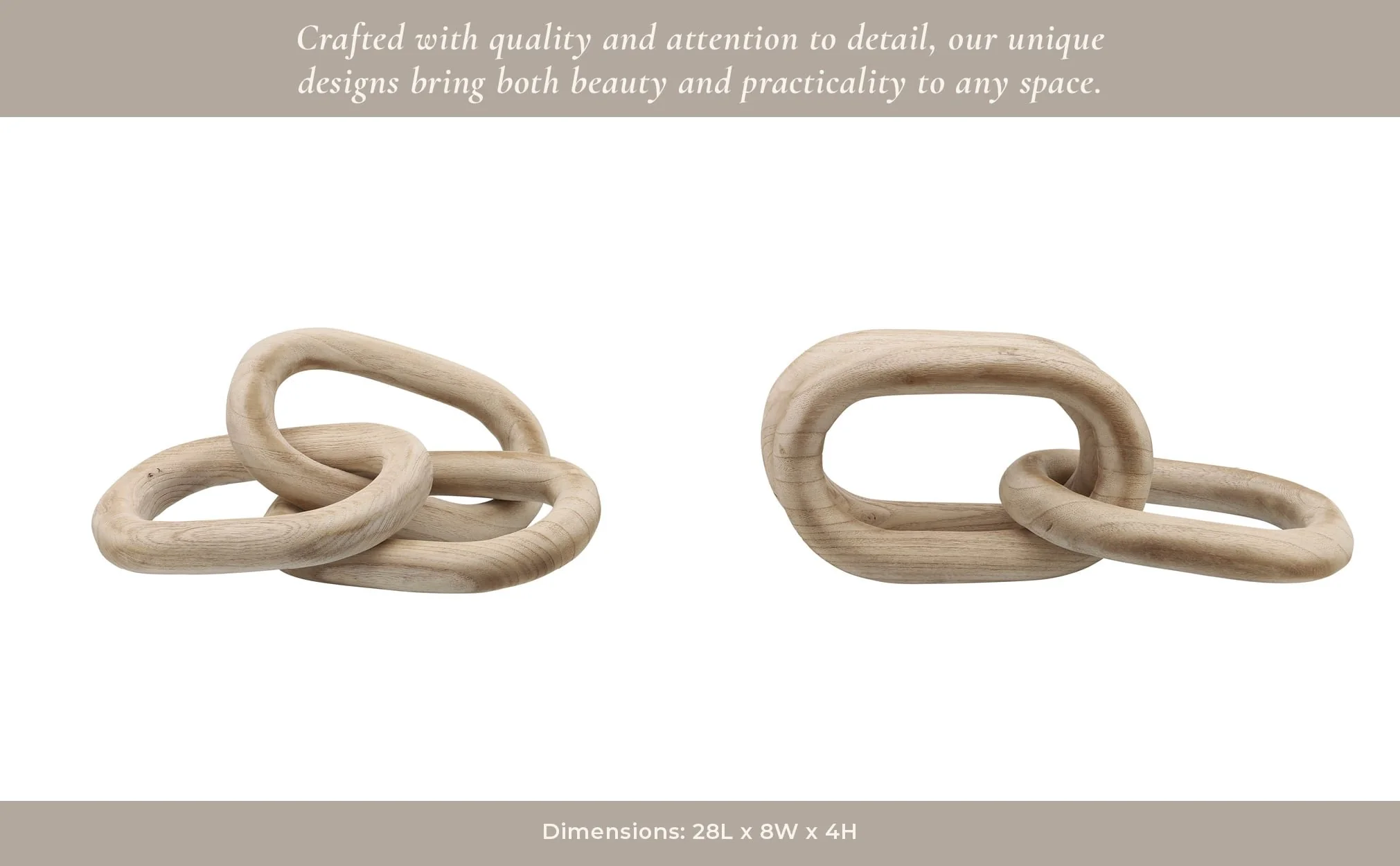 28" 3 Wooden Links, Natural - Image 11