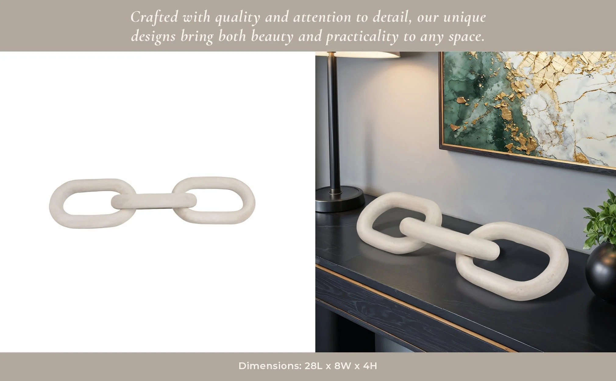 28" 3 Wooden Links, White - Image 10