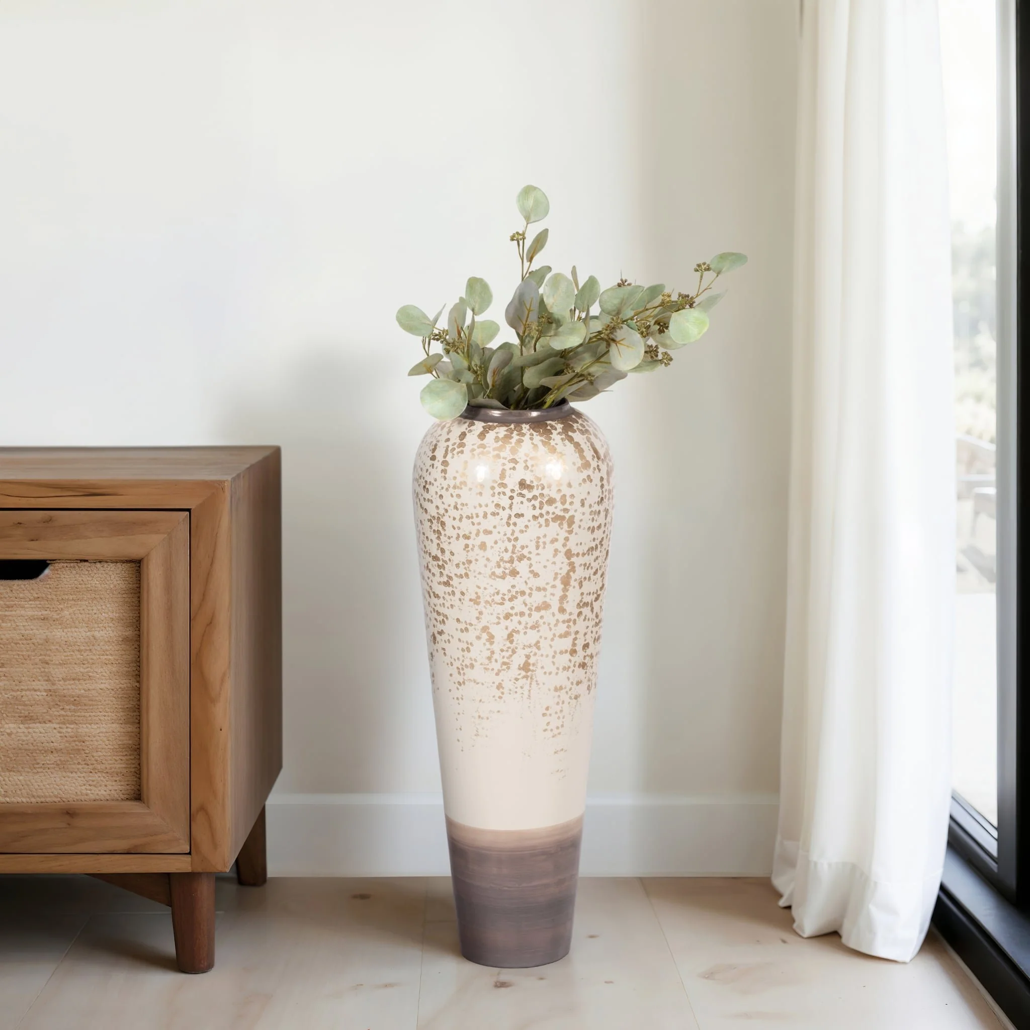 28" Opulence Metal Floor Vase, Grey Multi - Image 8
