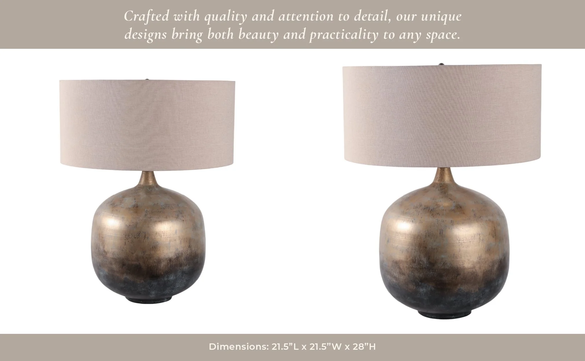 28x22" Metal Base Table Lamp, Brown Multi - Image 9