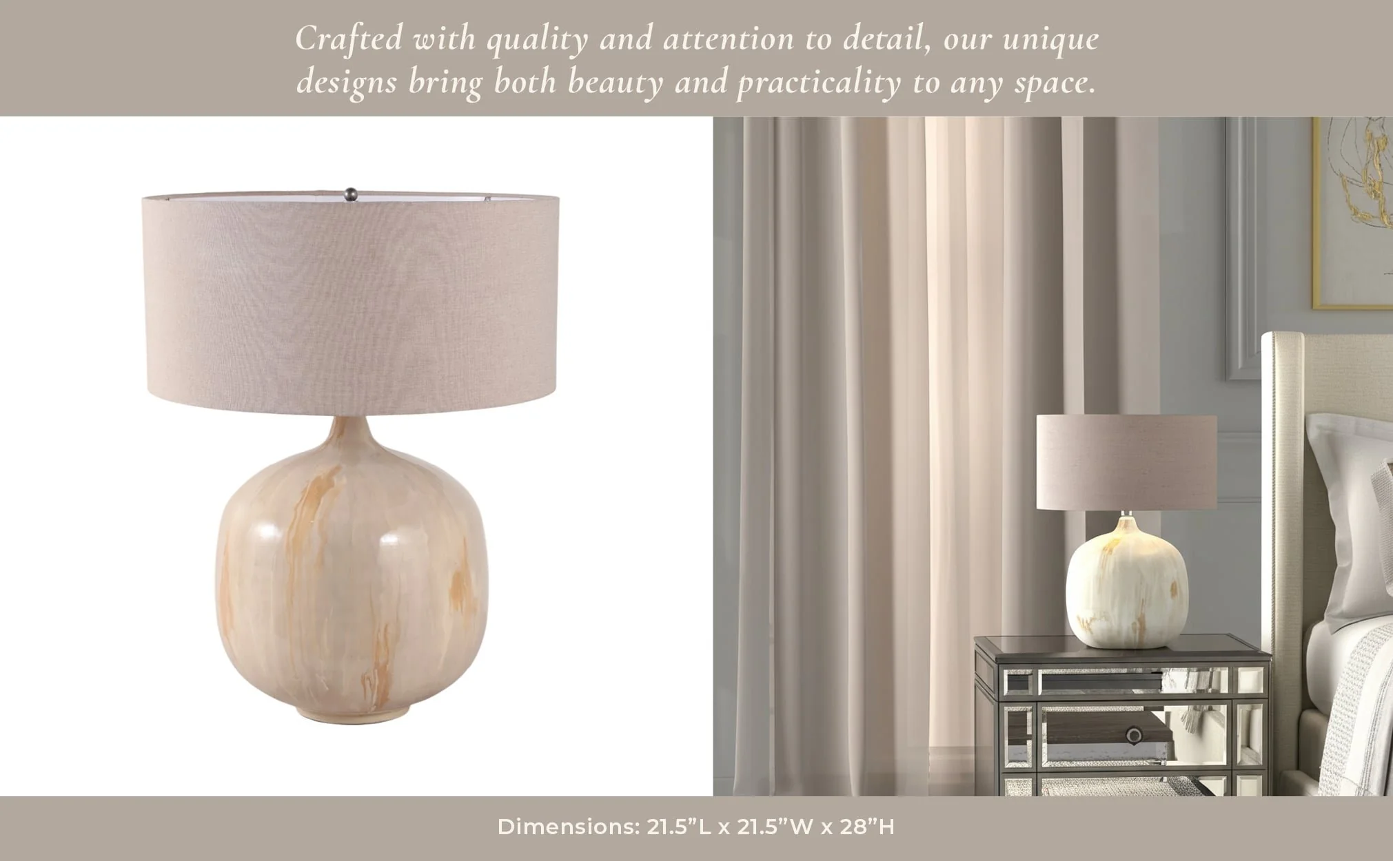 28x22" Metal Base Table Lamp, Ivory - Image 9