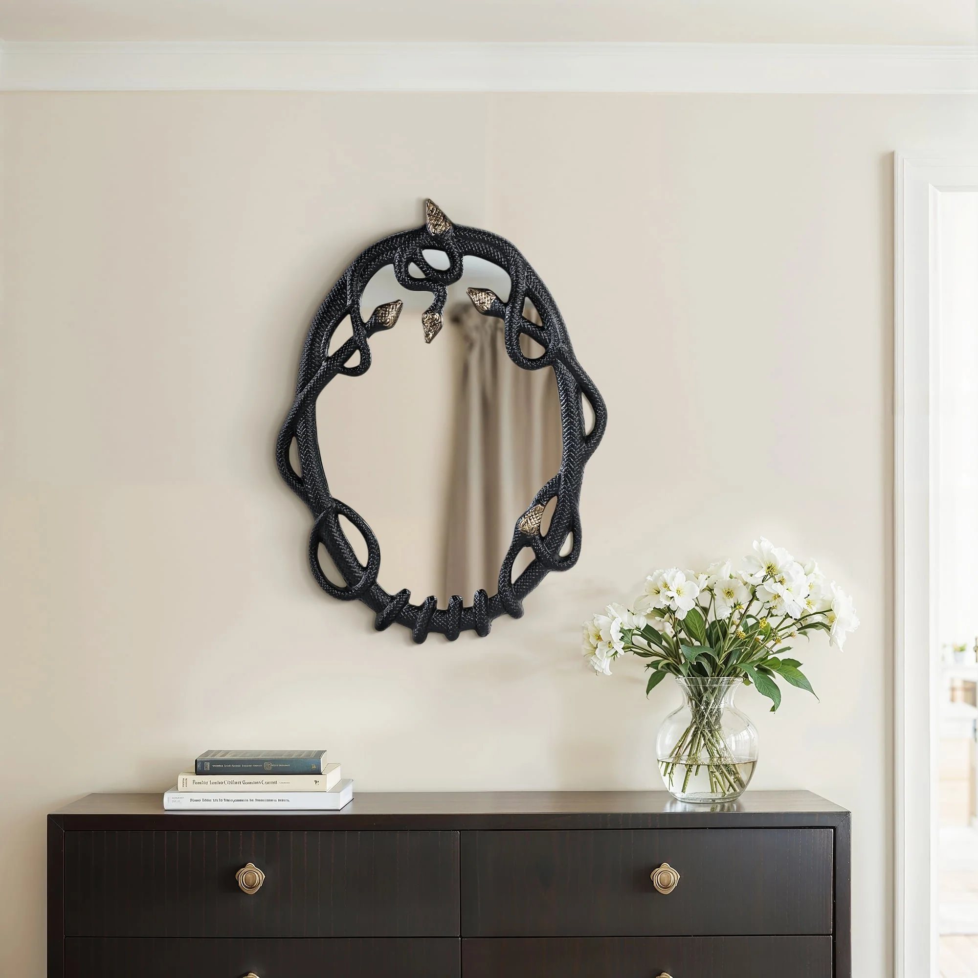 28x22" Snake Mirror, Blk/gld - Image 9