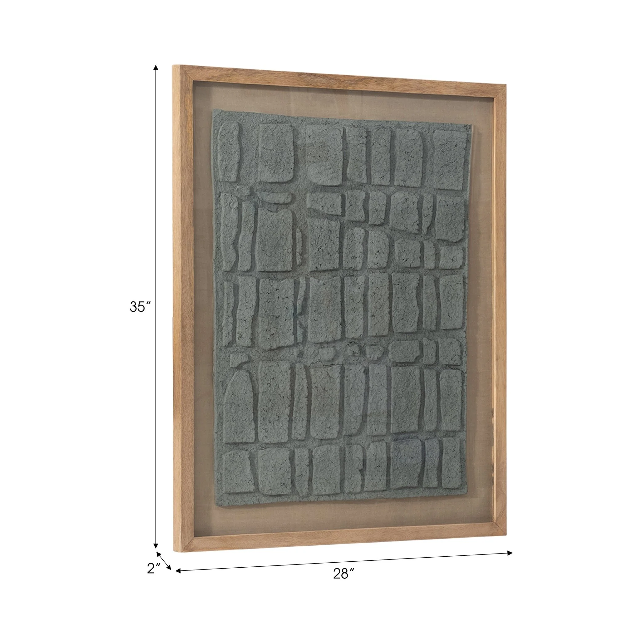 28x35 Paper Mache Wall Art Framed Glass, Dk Gray - Image 8