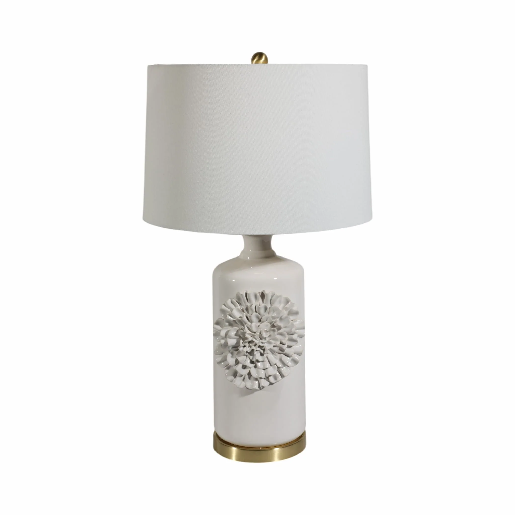 29" Dahlia Flower Applique Table Lamp, Cream/gold - Image 2