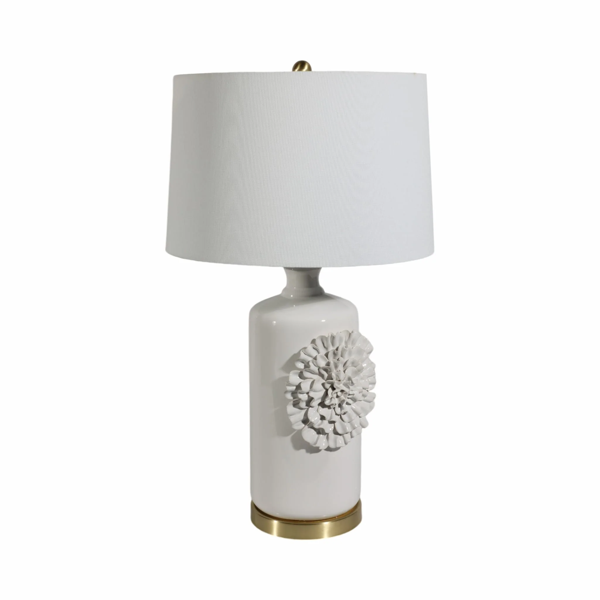 29" Dahlia Flower Applique Table Lamp, Cream/gold - Image 3