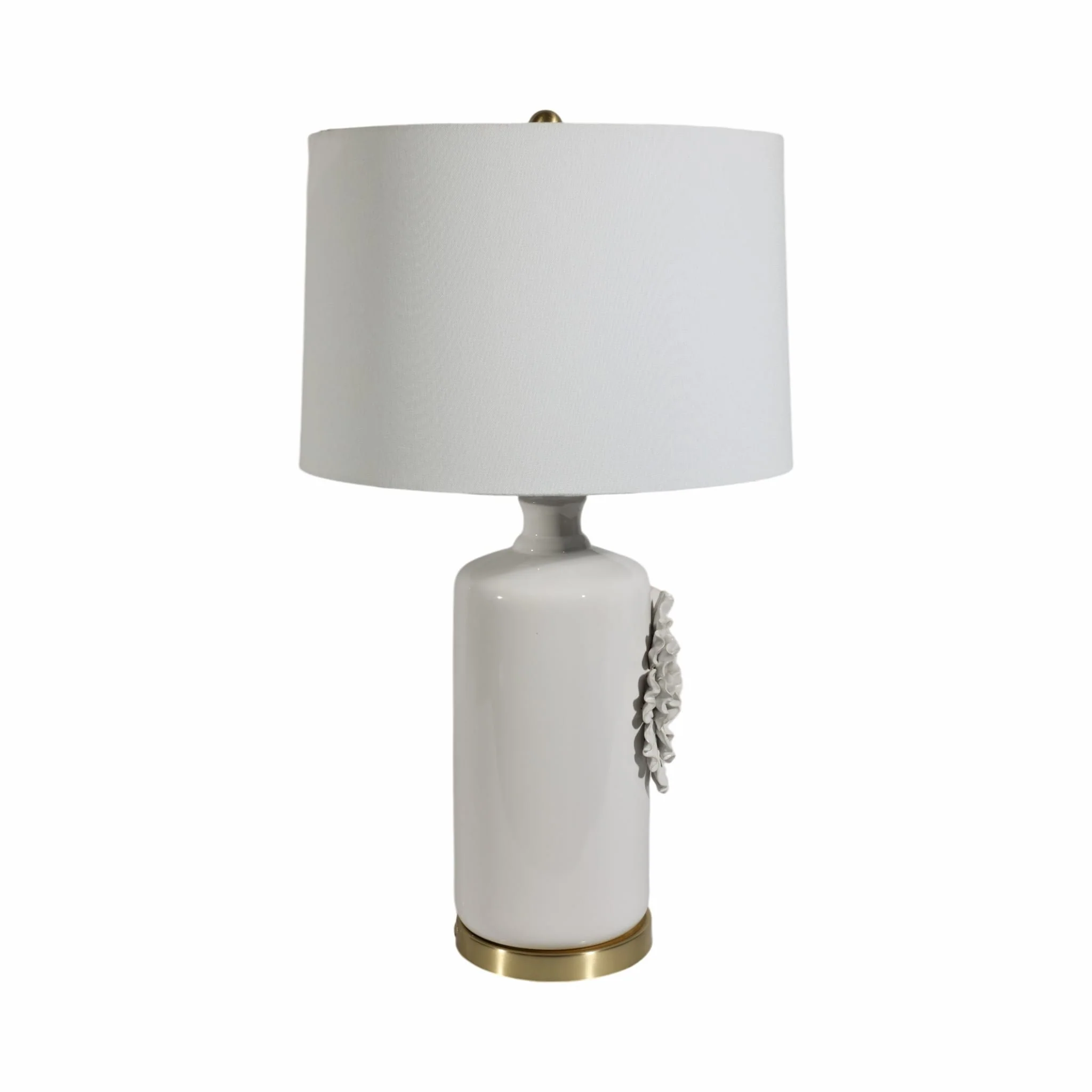 29" Dahlia Flower Applique Table Lamp, Cream/gold - Image 4