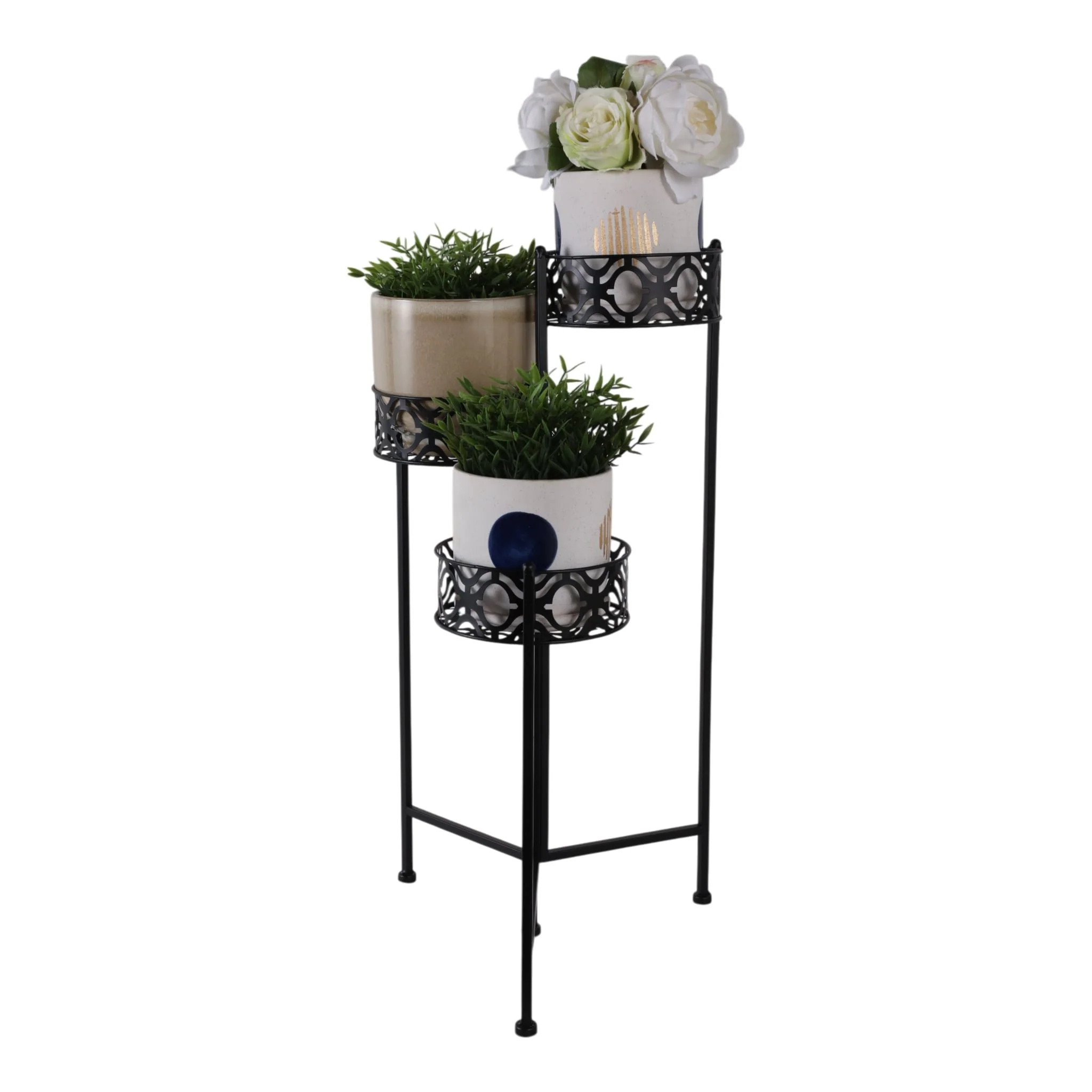 29" Folding 3-tier Plant Stand, Black - Image 2