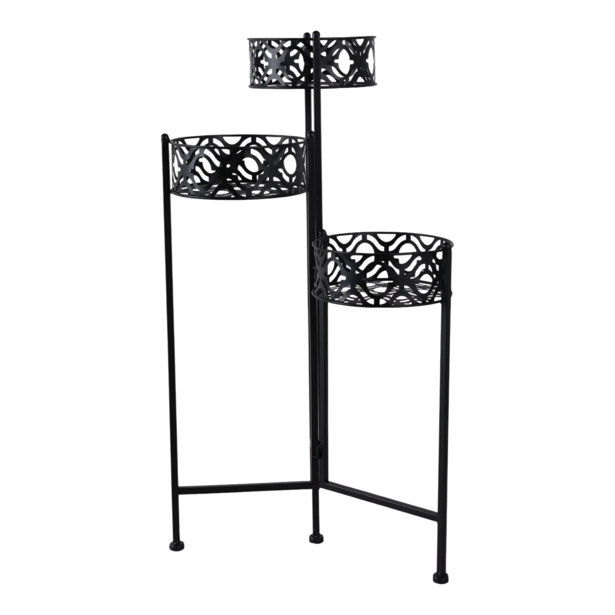29" Folding 3-tier Plant Stand, Black - Image 3
