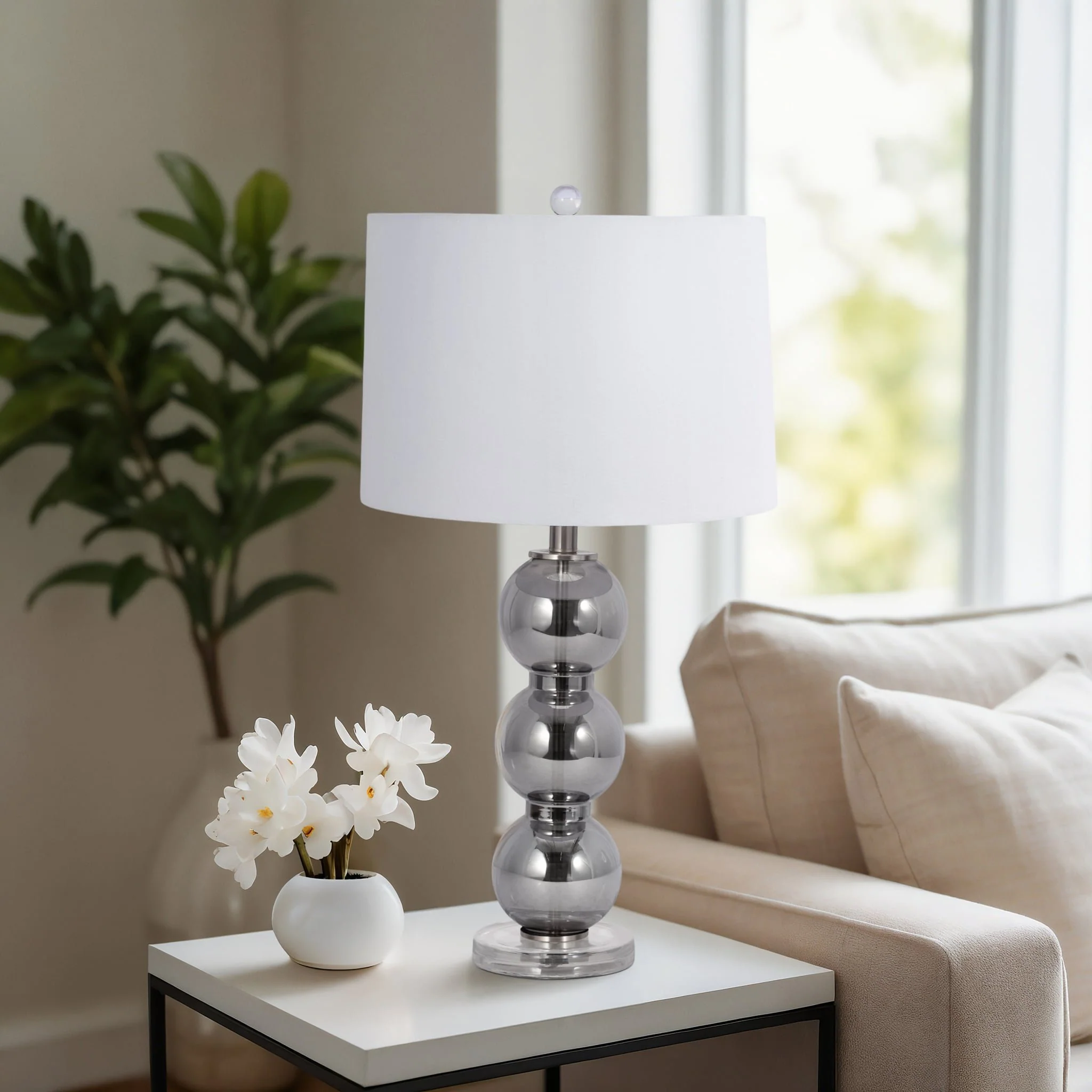 29" Stacked Glass Ball Table Lamp Crystal Base, Sm - Image 7