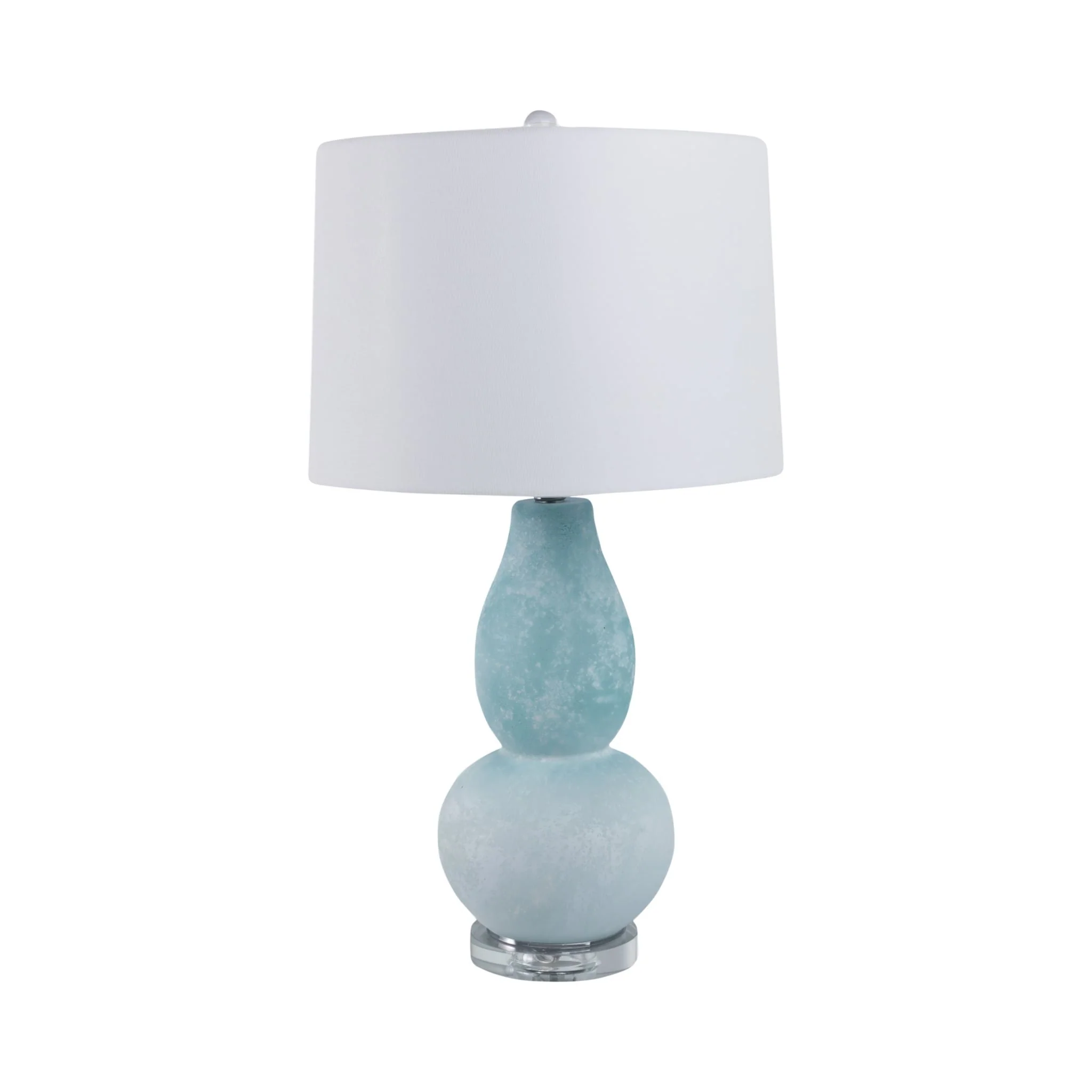 29x16" Gourd Frosted Glass Lamp, Blue - Image 2