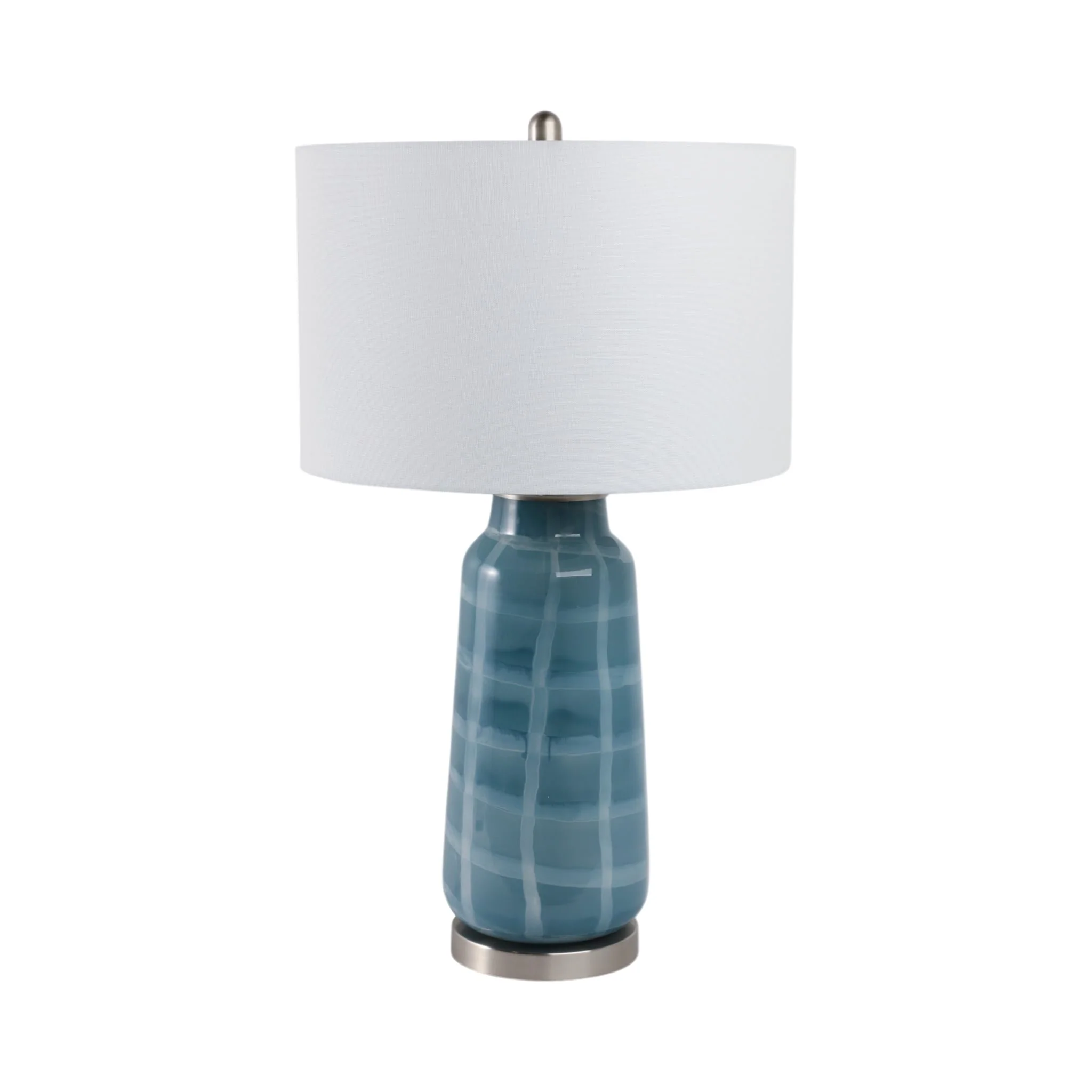 29x17" Checkered Glass Table Lamp, Blue - Image 2
