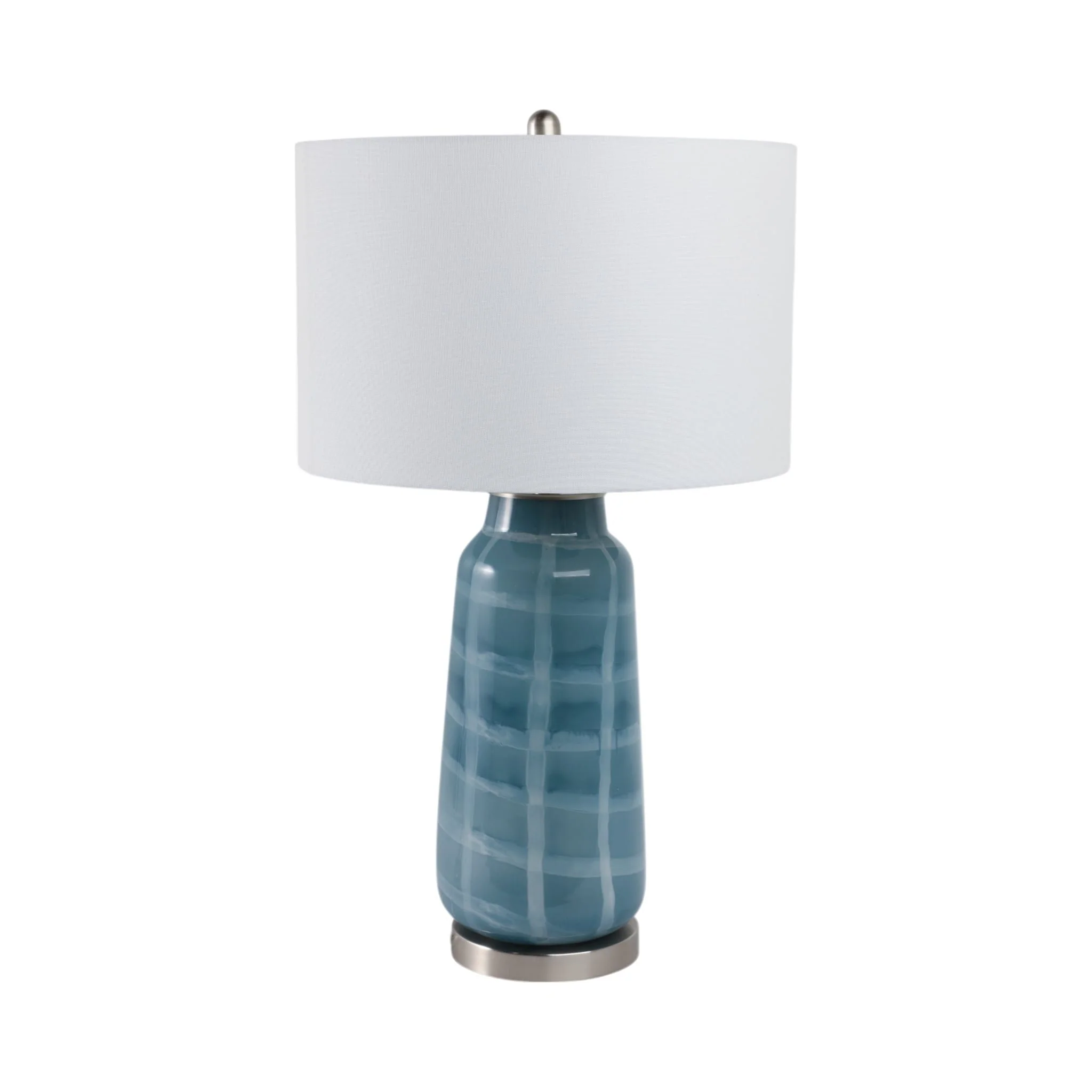 29x17" Checkered Glass Table Lamp, Blue - Image 3