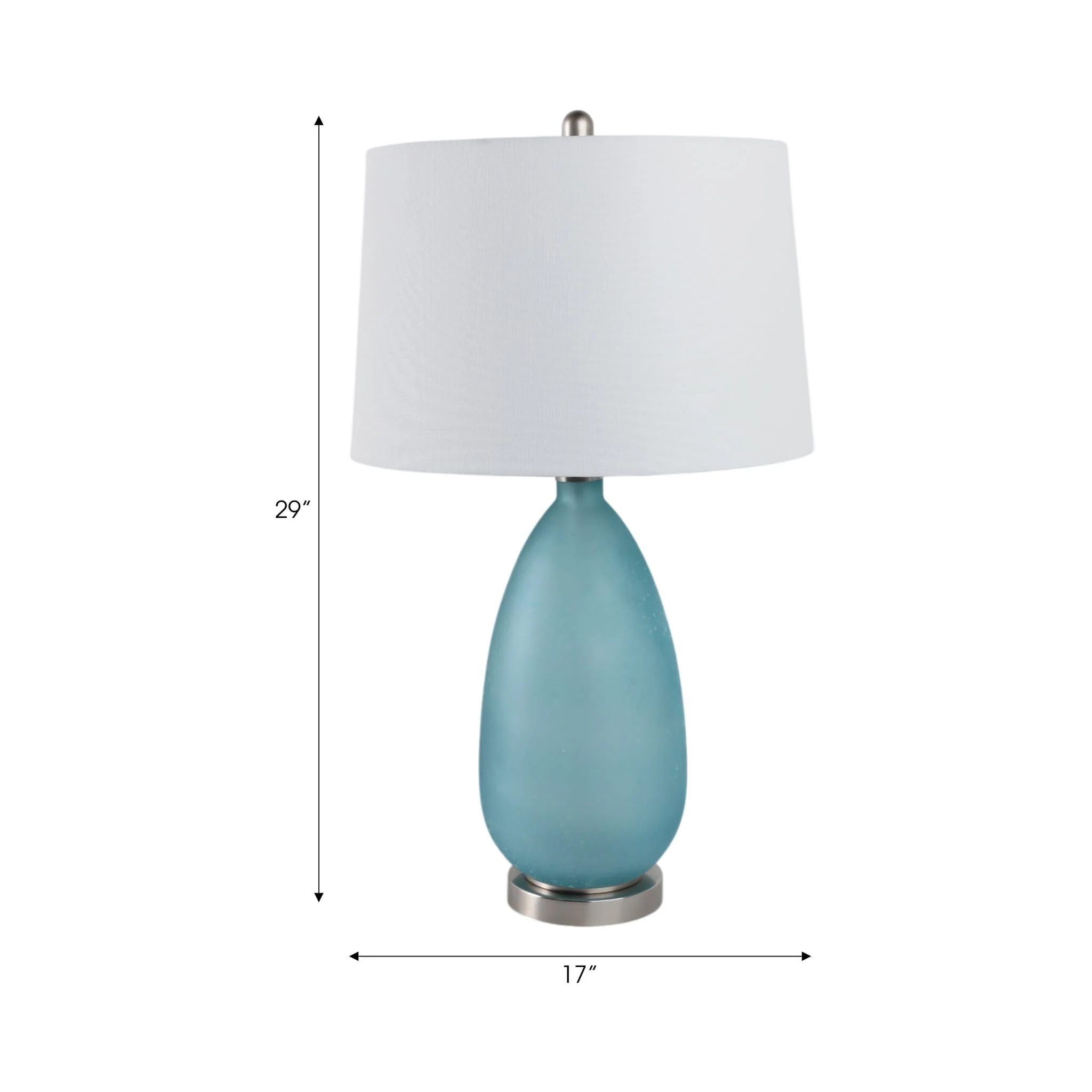 29x17" Frosted Glass Table Lamp, Blue - Image 6
