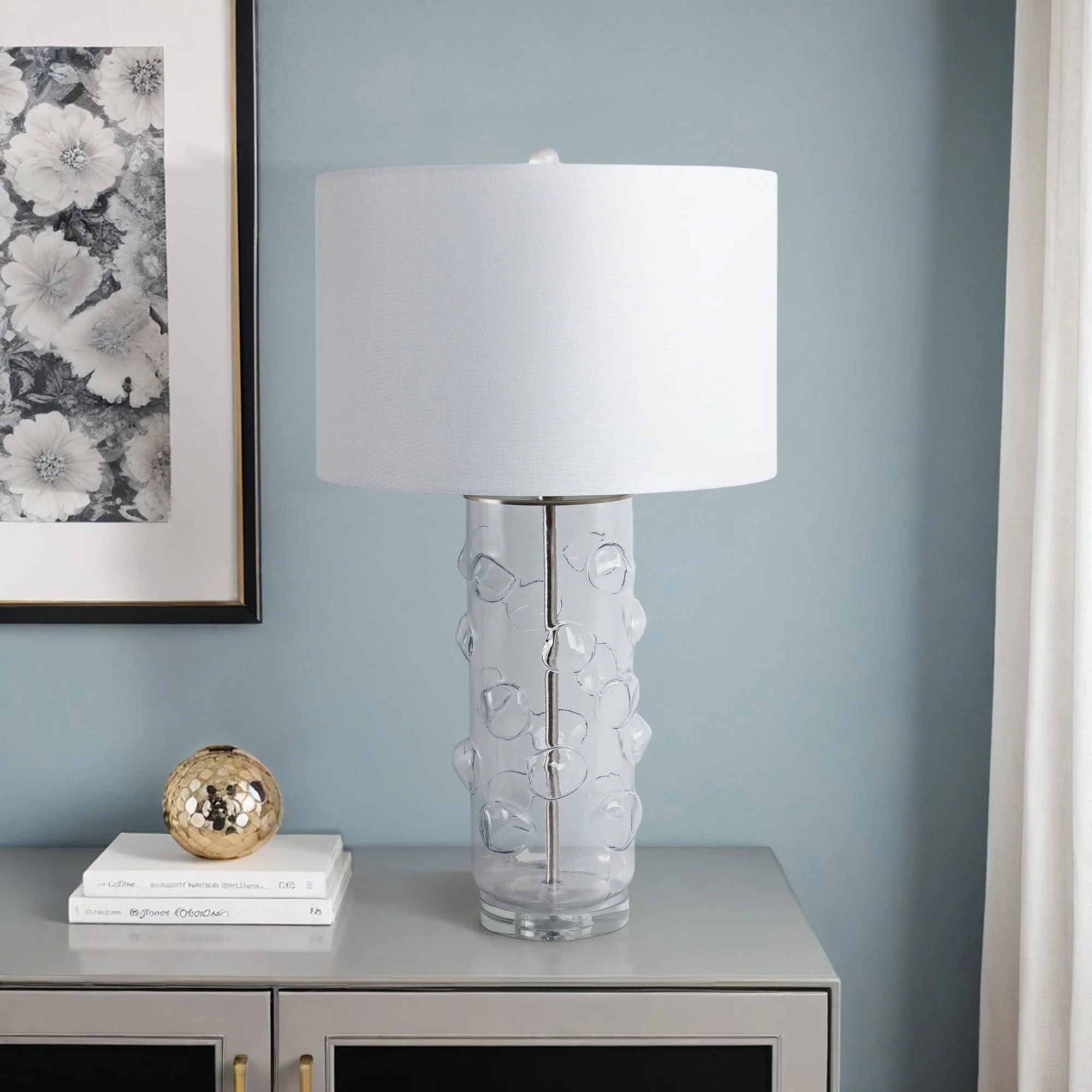 29x17" Glass Bubbles Table Lamp, Clear - Image 7