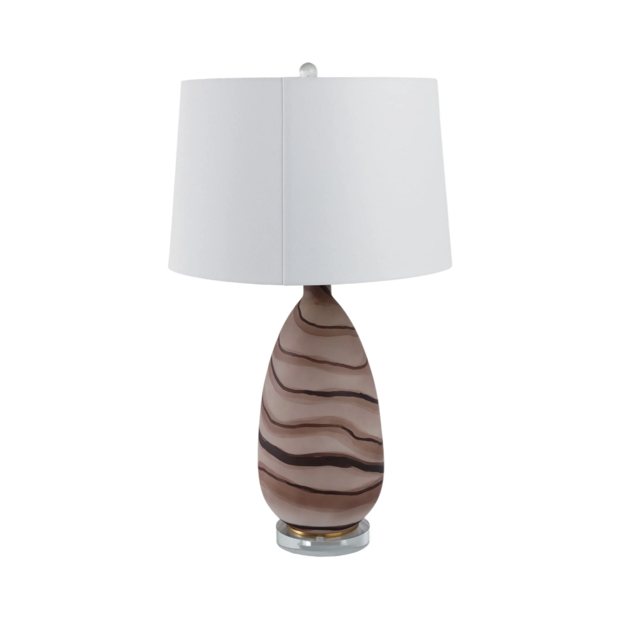 29x17" Marbled Glass Table Lamp, Brown - Image 4