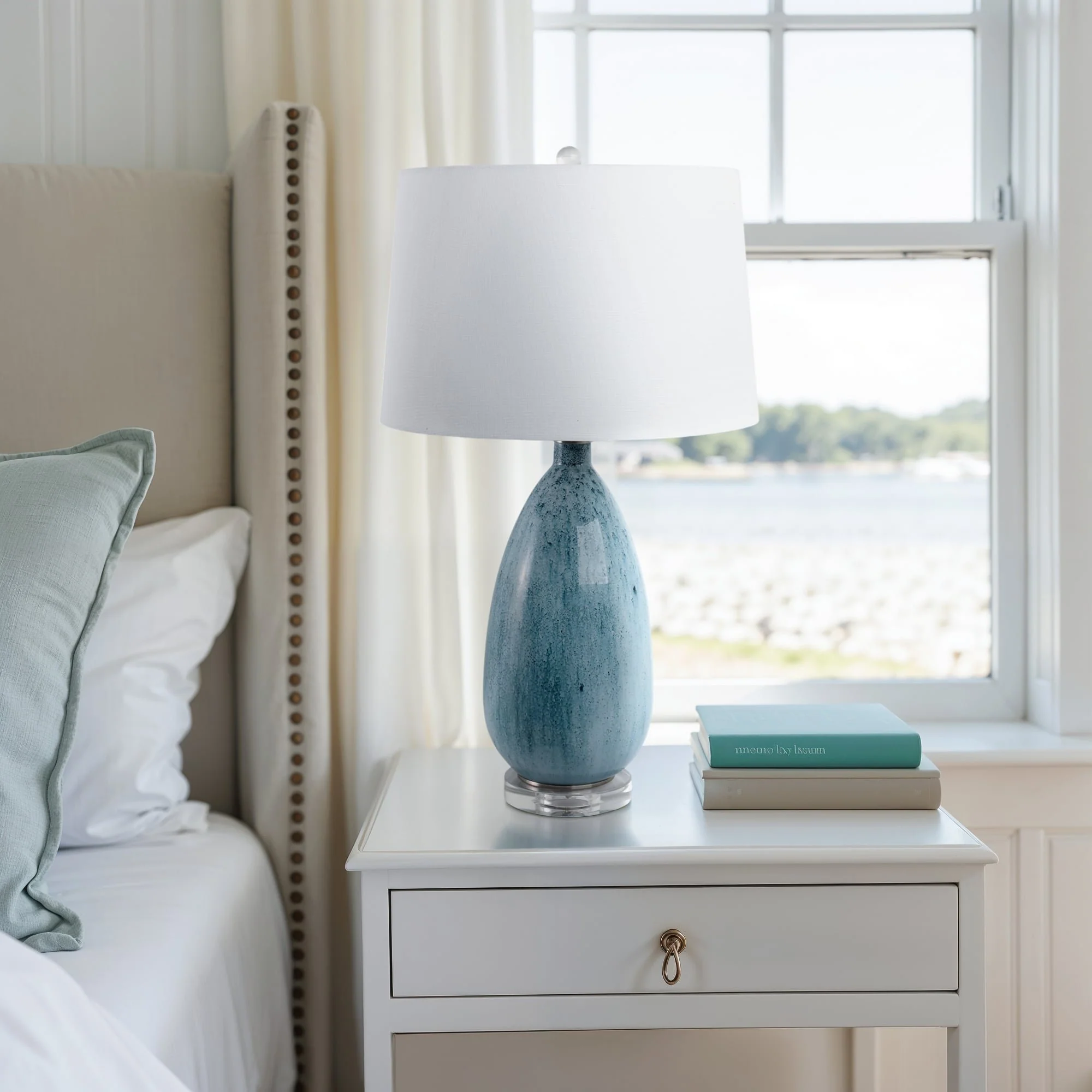 29x17" Reactive Finish Table Lamp, Green - Image 7