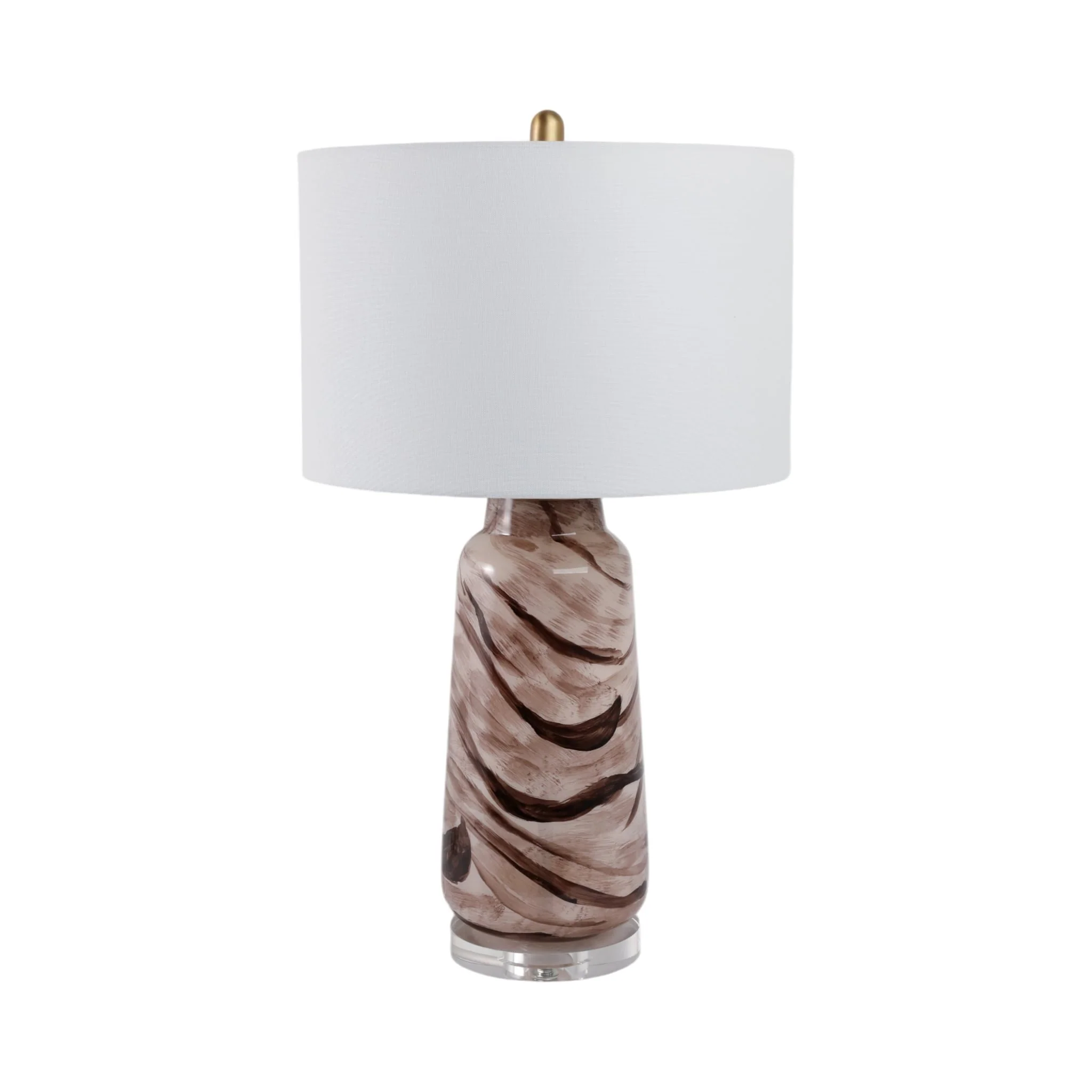 29x17" Swirled Glass Table Lamp, Brown - Image 2