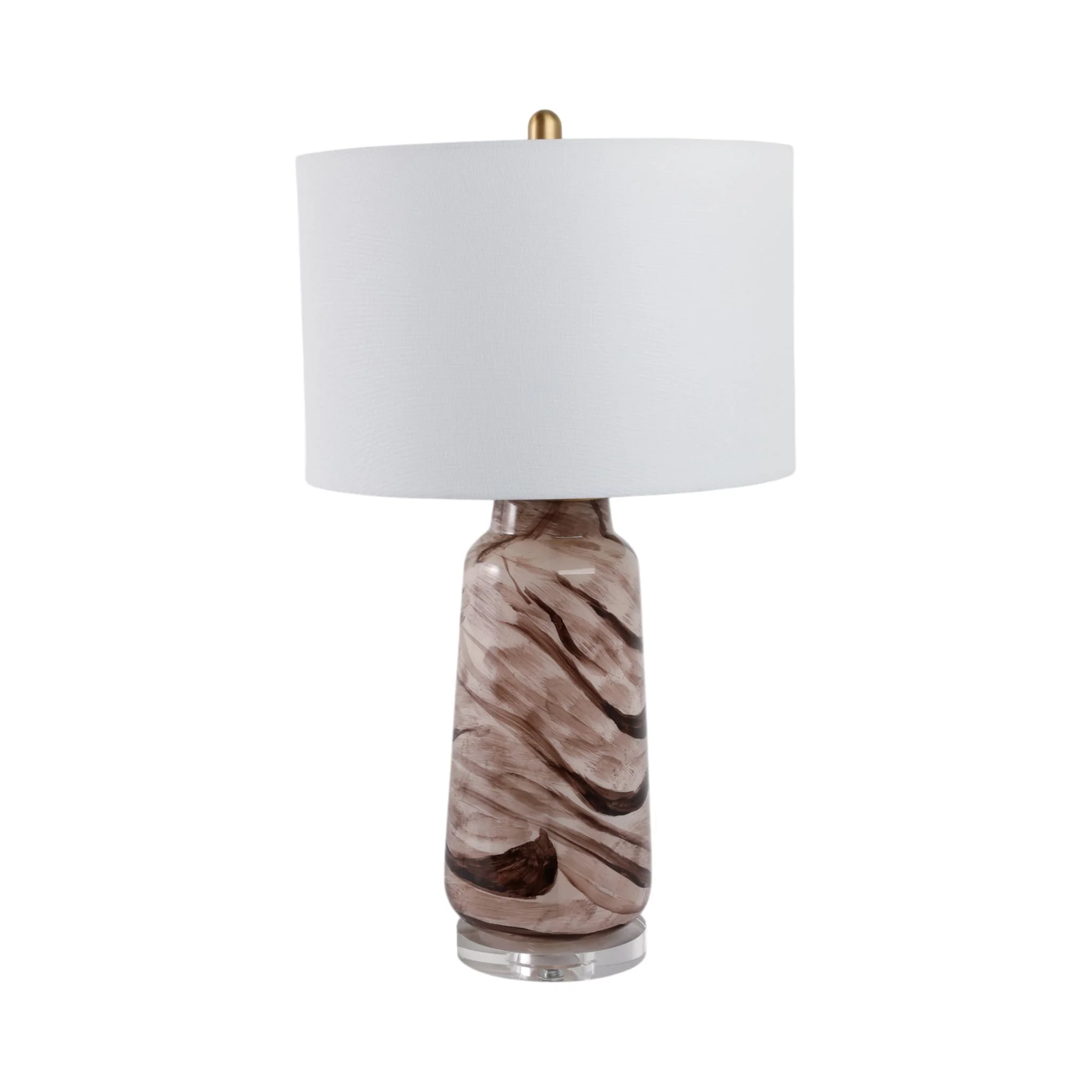 29x17" Swirled Glass Table Lamp, Brown - Image 3