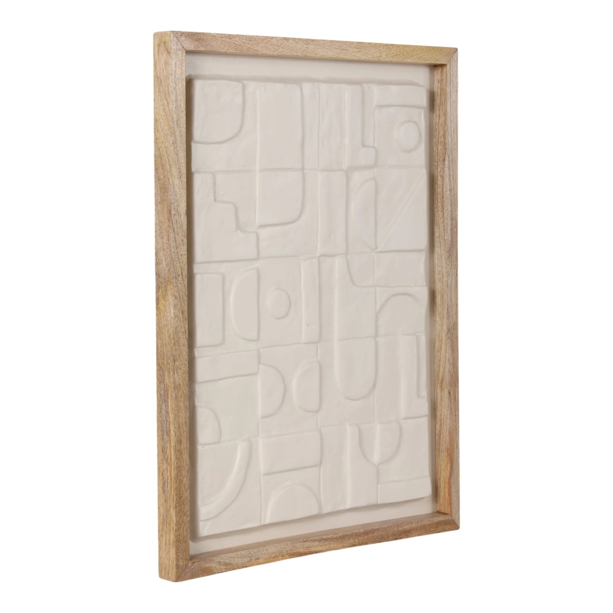 29x22" Geo Modern Paper Mache Wall Art, White/brow - Image 2