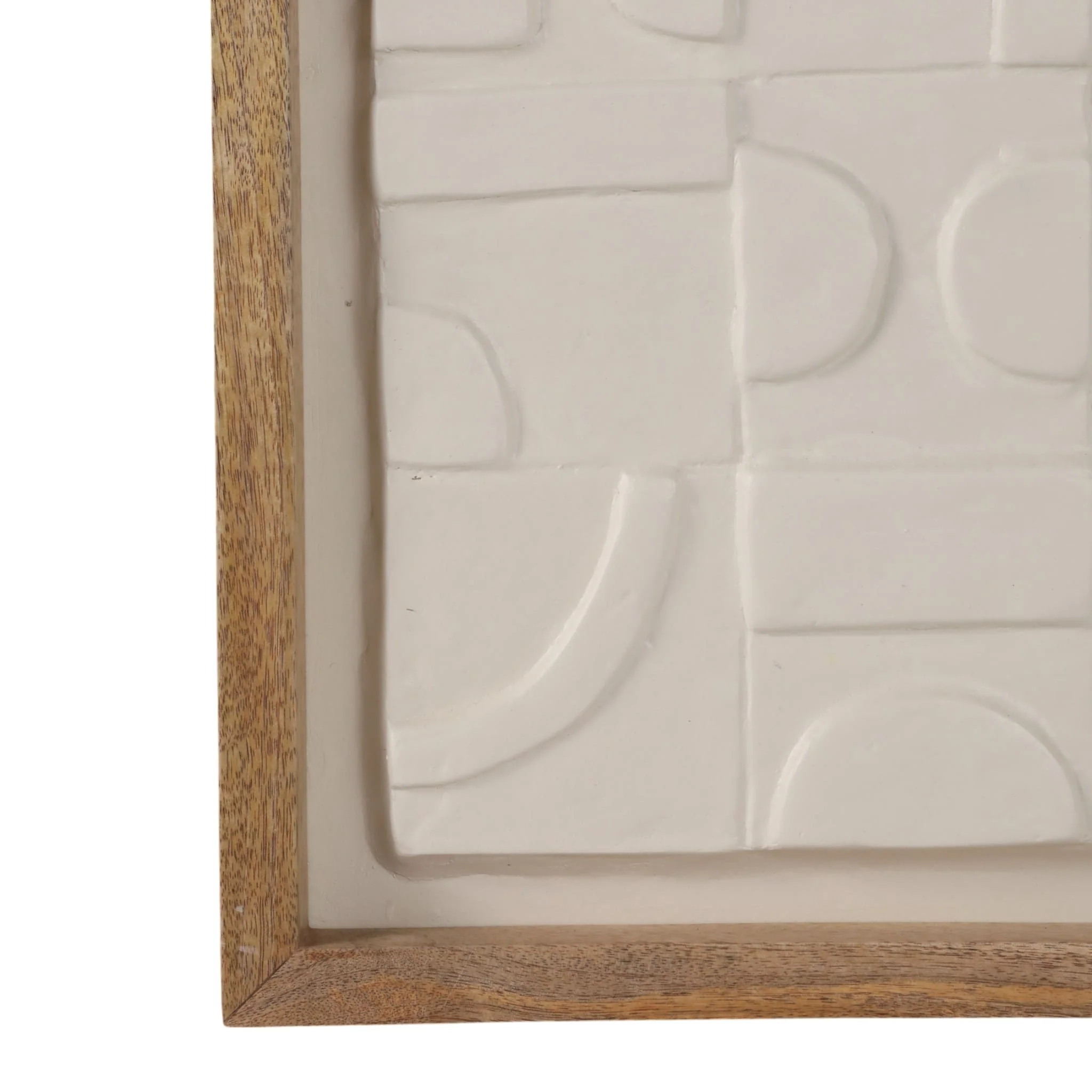 29x22" Geo Modern Paper Mache Wall Art, White/brow - Image 4