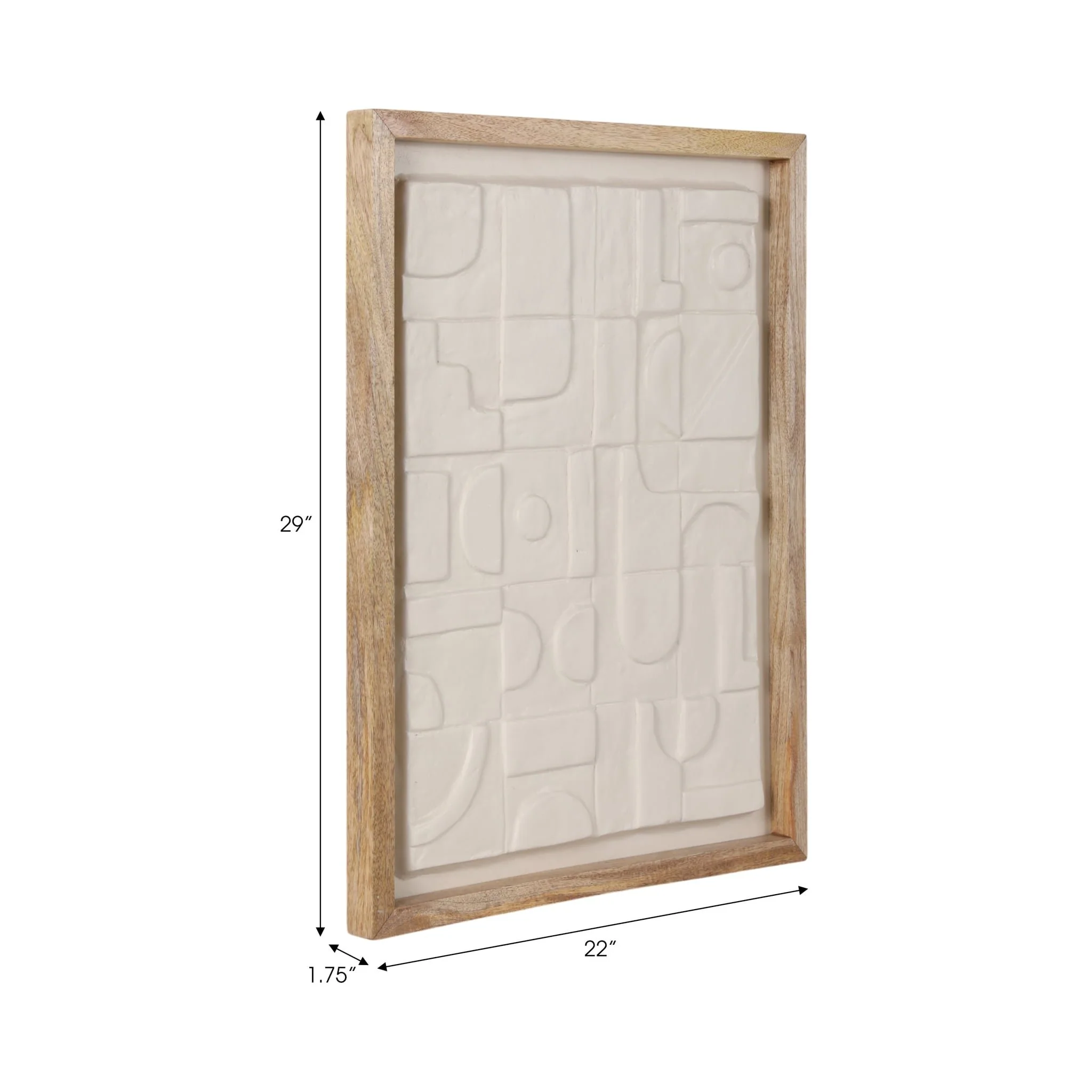 29x22" Geo Modern Paper Mache Wall Art, White/brow - Image 7