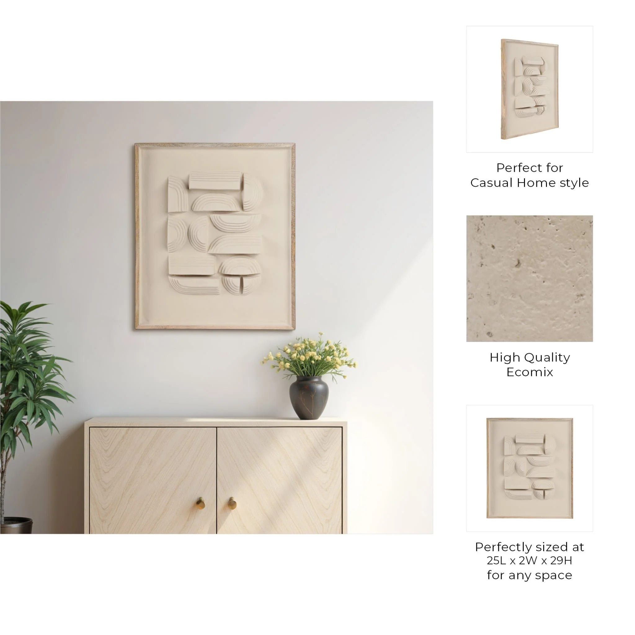 29x25" Geometric Ecomix Wall Art, Ivory - Image 8