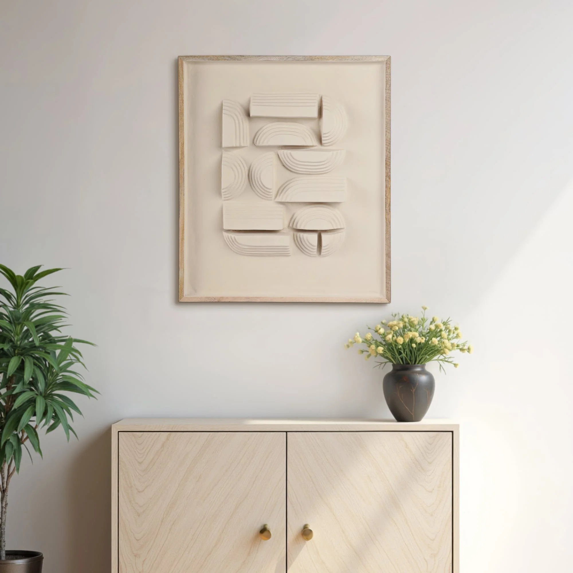 29x25" Geometric Ecomix Wall Art, Ivory - Image 9
