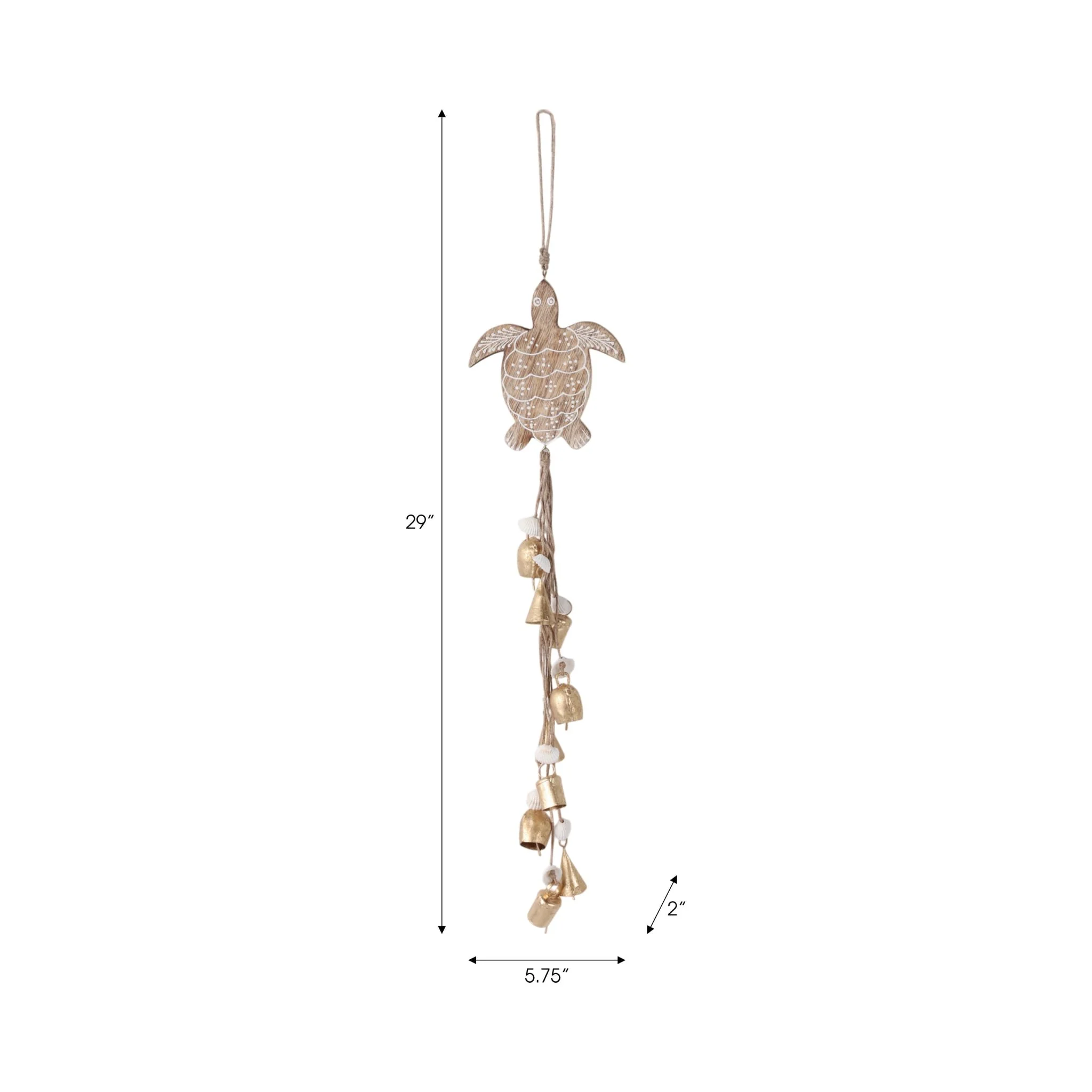 29x6" Sea Turtle With Shells Chime, Brown - Image 9