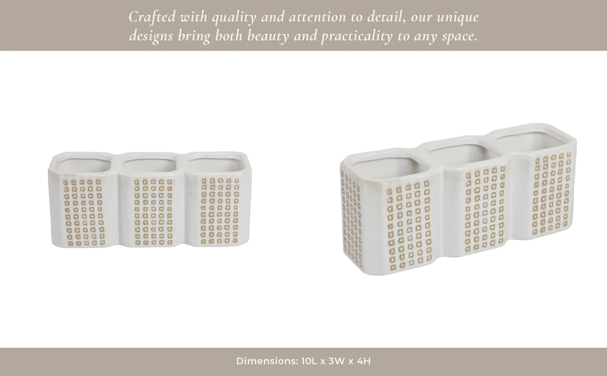 3-cup Dotted Pen Holder, Beige - Image 13