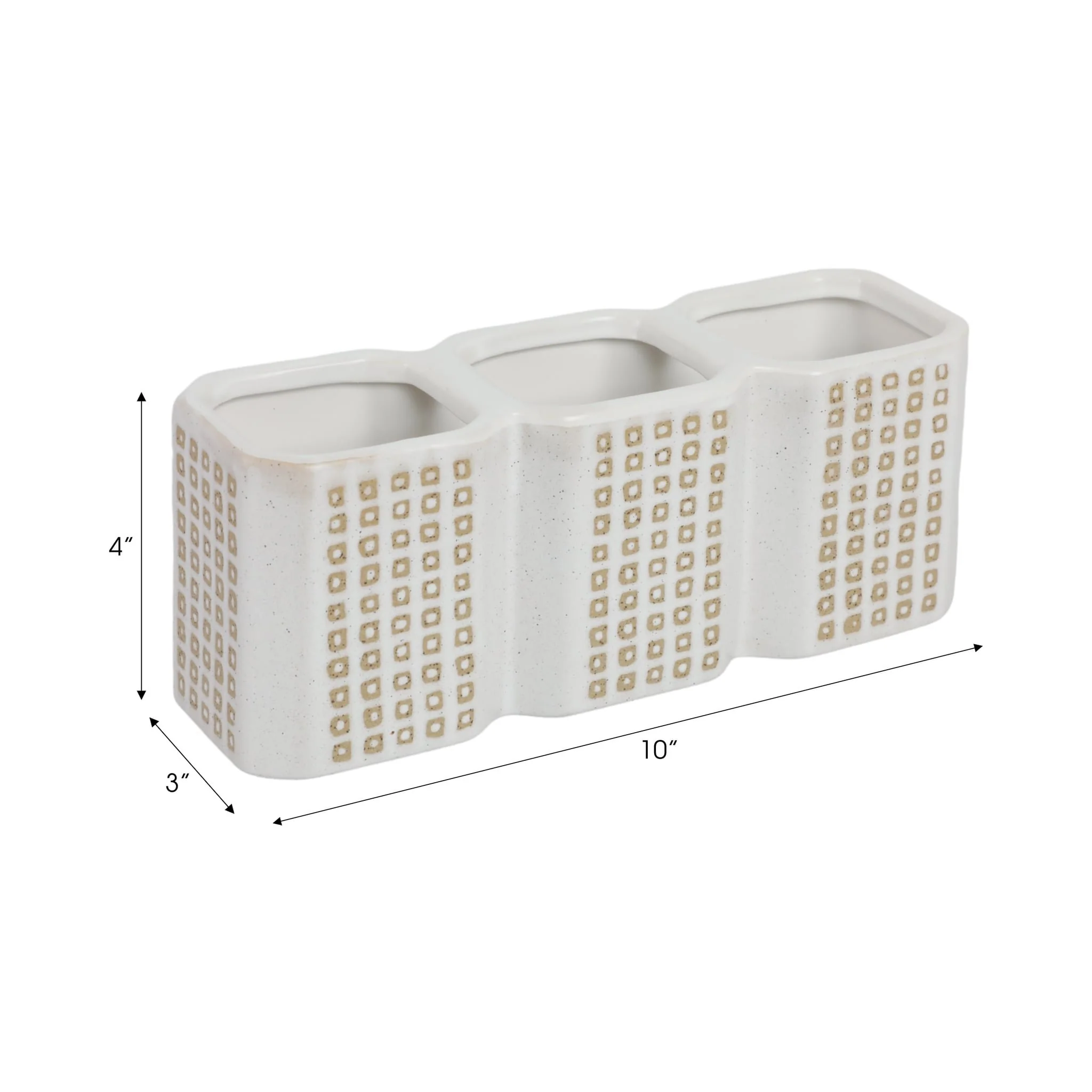 3-cup Dotted Pen Holder, Beige - Image 8