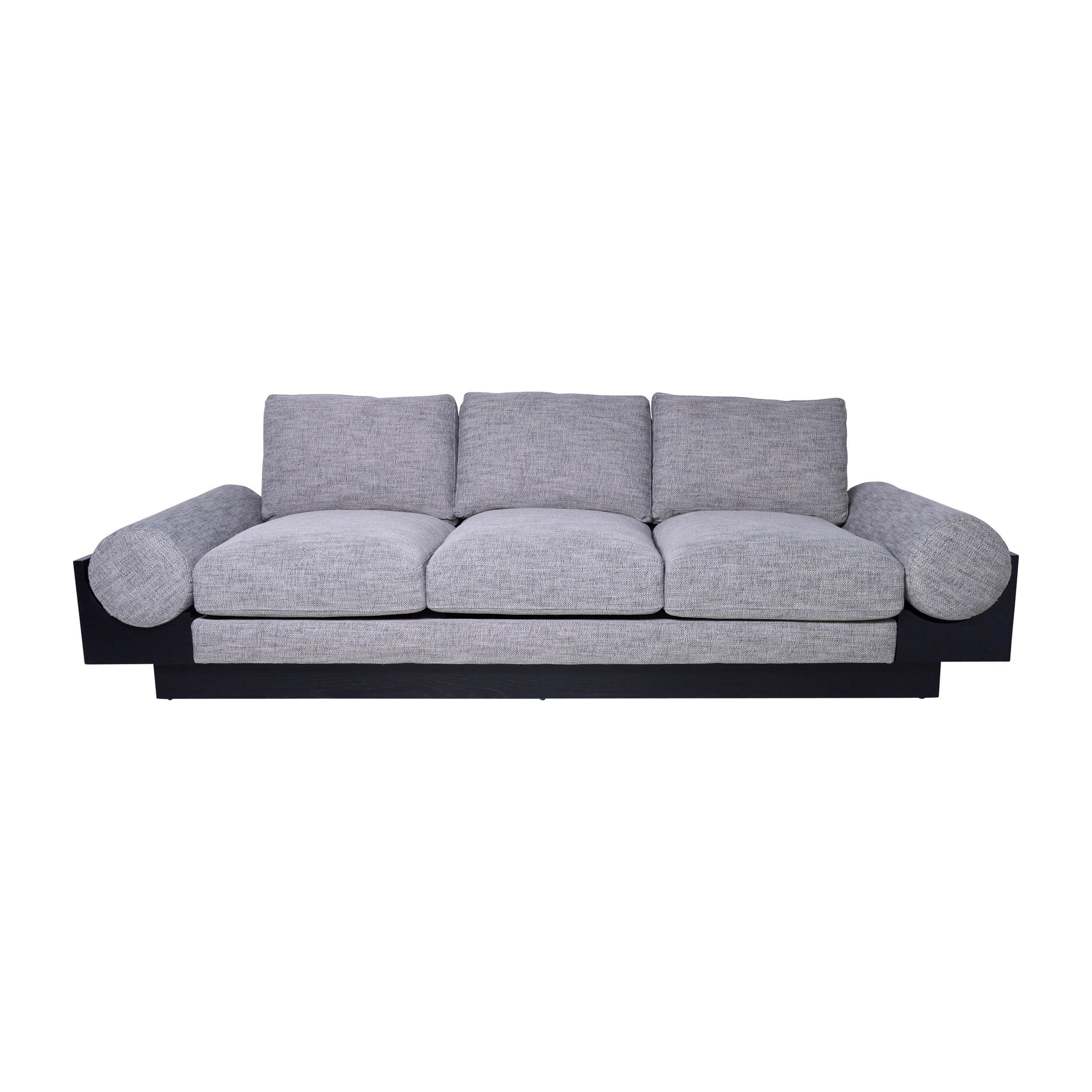 3- Seater Bolster Sofa - Black Wood Base - Tan/blk - Image 2