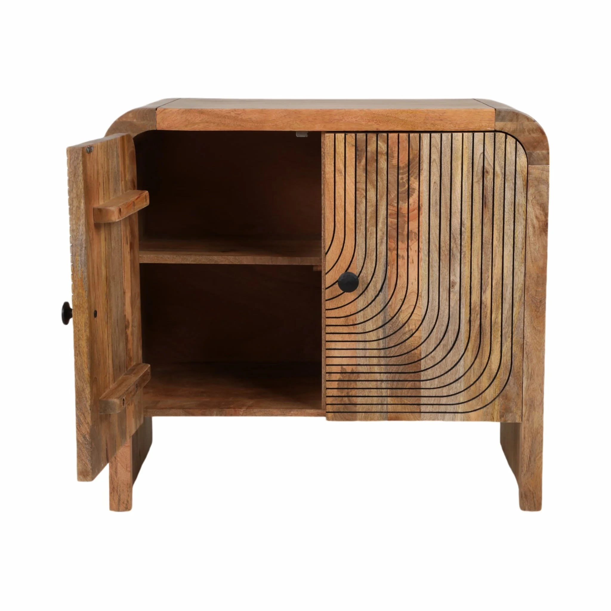 30" Carved Front Waterfall Edge 2 Door Cabinet - Image 5
